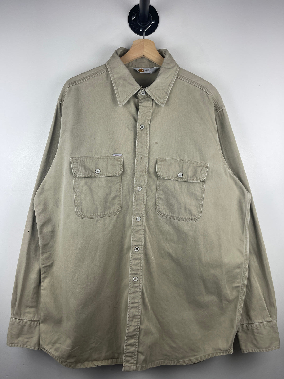 Vintage Carhartt Beige Long Sleeve Button Up Shirt