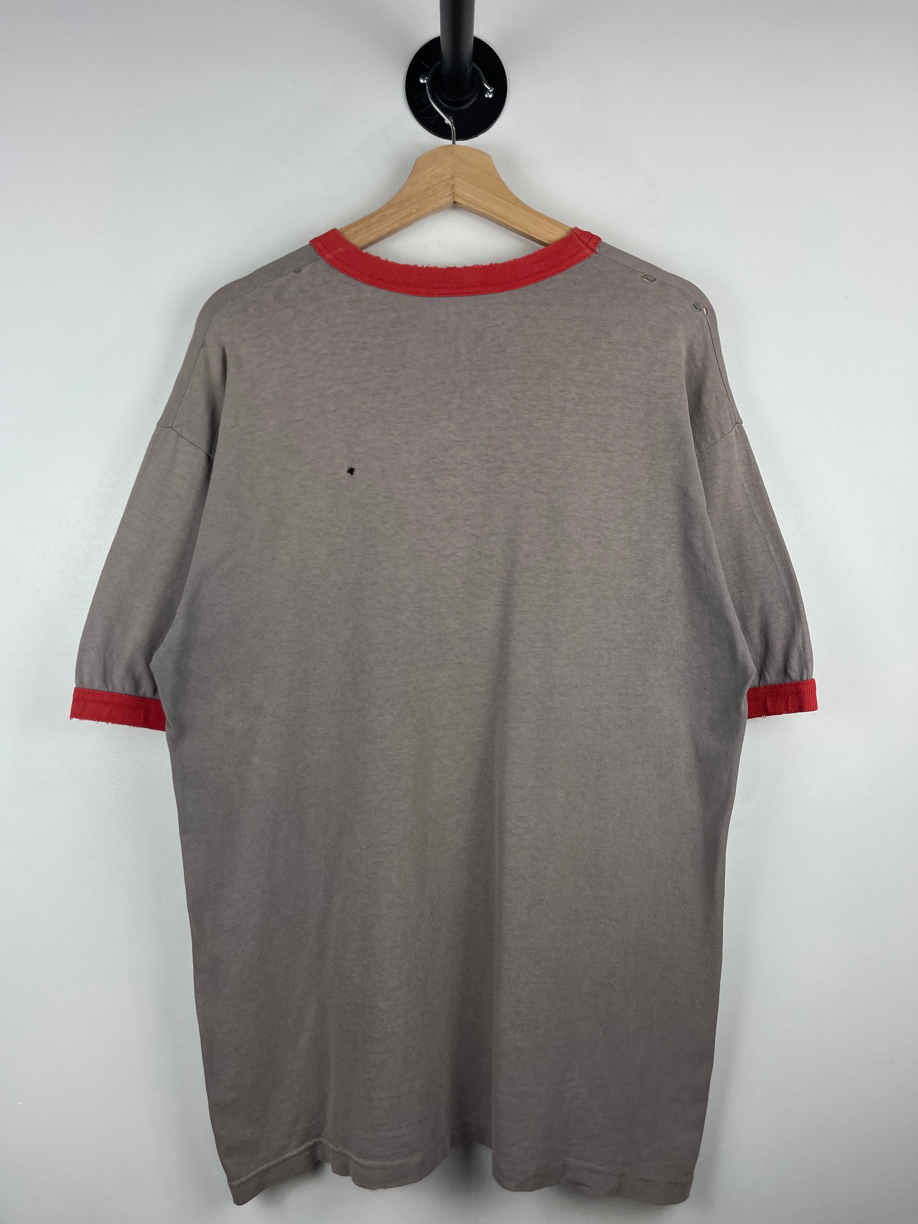 Vintage Adidas Faded Grey & Red Ringer Tee