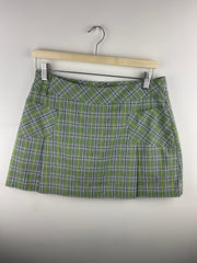Vintage Lole Green & White Plaid Pleated Women's Mini Skort