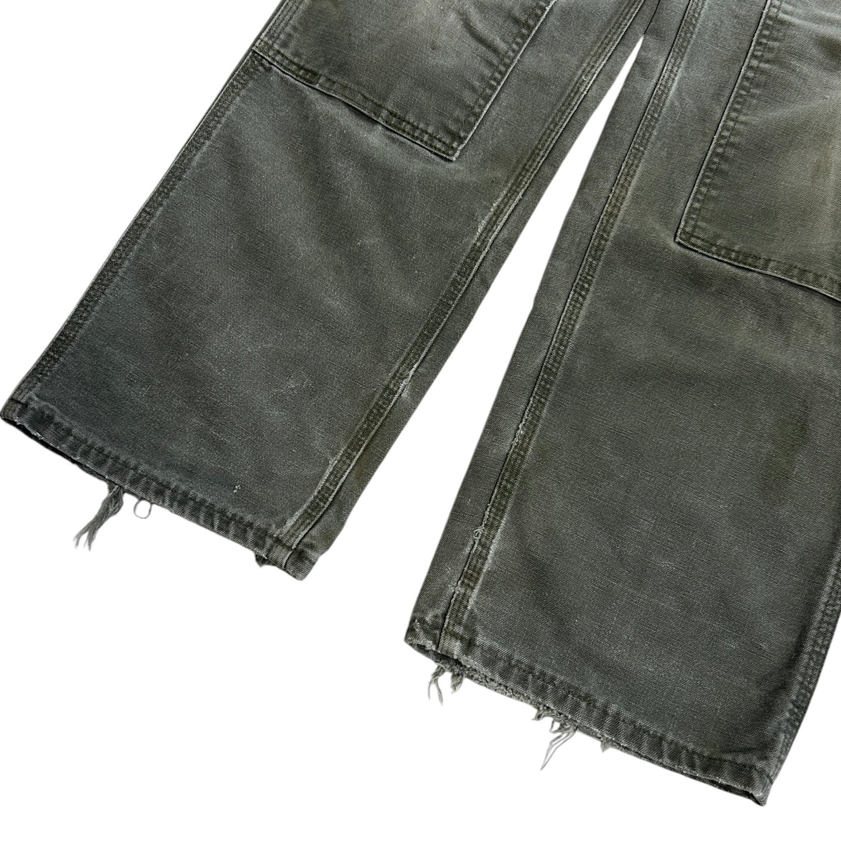 Vintage Carhartt Double Knee Thrashed Moss Green Work Pants