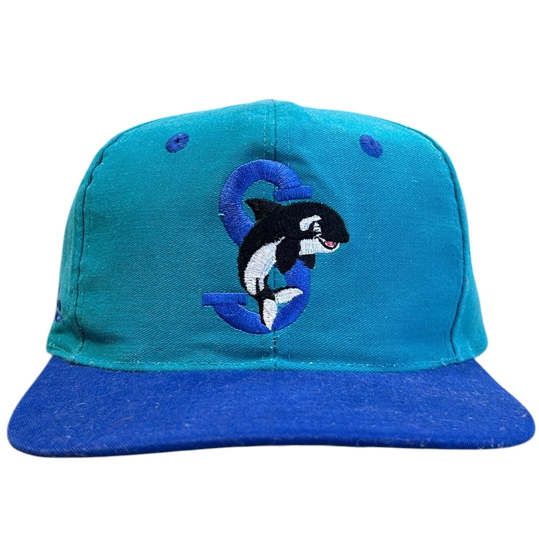 Vintage 90s Seaworld Shamu Whale Teal Snapback Hat