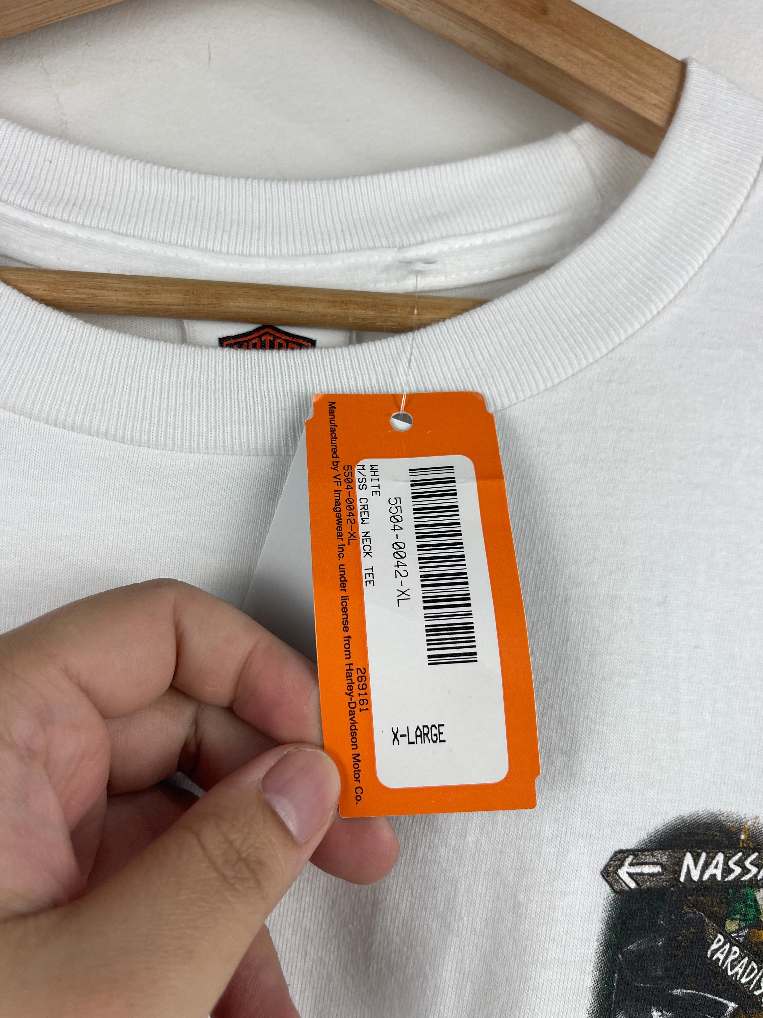 Vintage Harley Davidson Nassau Bahamas White Tee