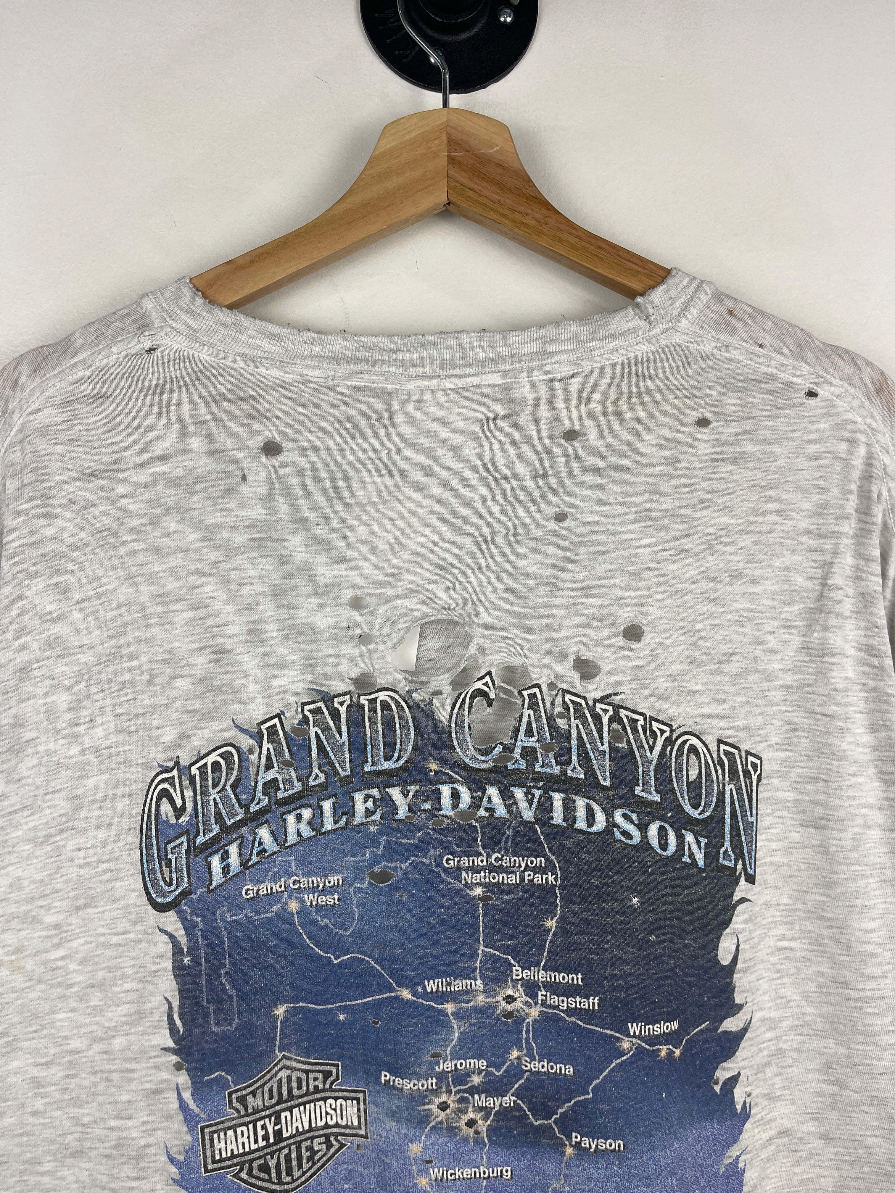 Vintage Harley Davidson Bellemont Arizona Thrashed Grey Pocket Tee