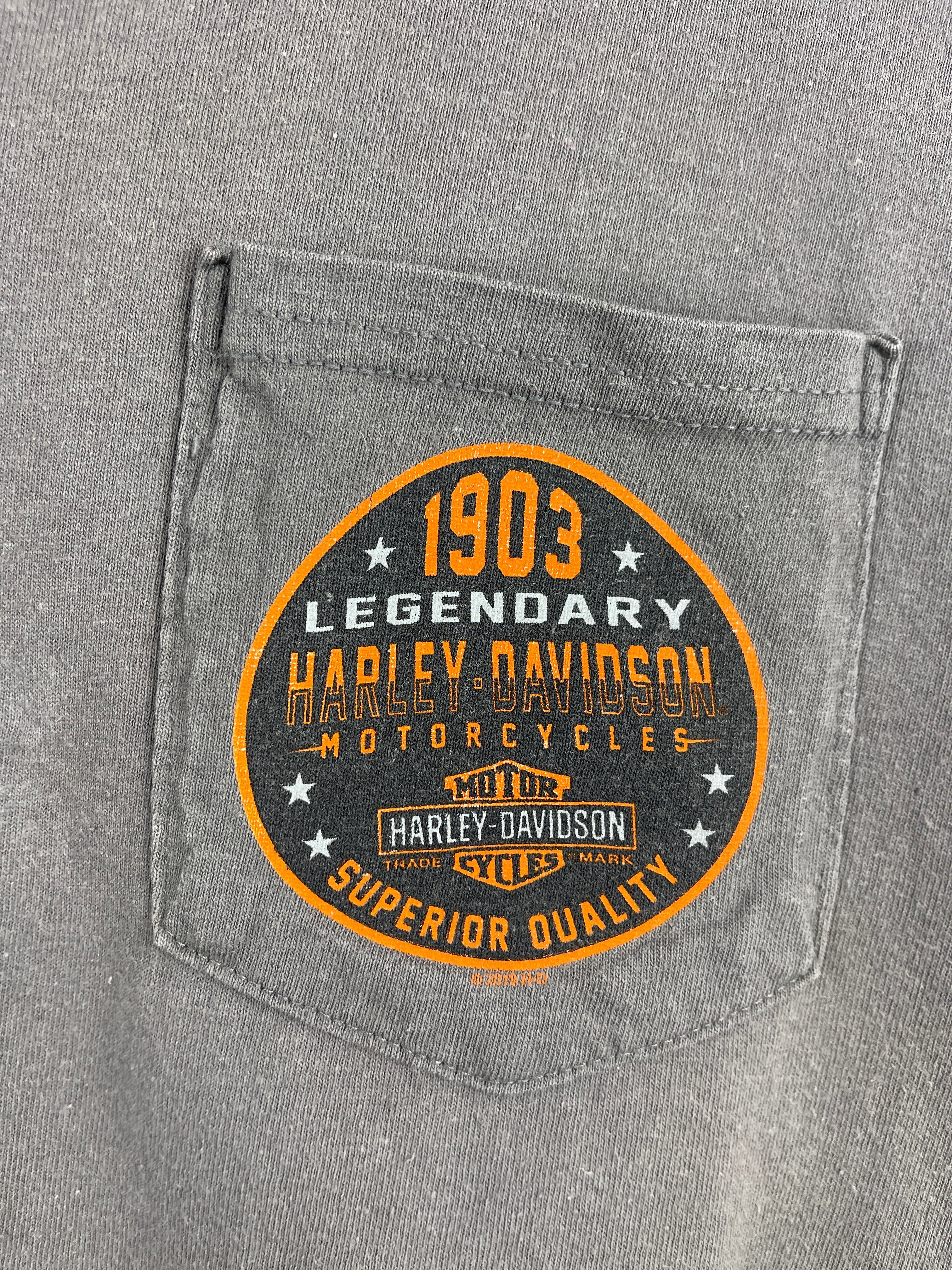 Vintage Harley Davidson Las Vegas Nevada Grey Pocket Tee