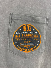 Vintage Harley Davidson Las Vegas Nevada Grey Pocket Tee