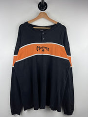Vintage Choppers Embroidered Black & Orange Henley Long Sleeve