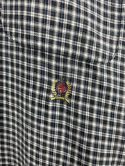 Vintage 90s Tommy Hilfiger Crest Plaid Black & White Flannel Long Sleeve Shirt