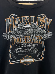 Vintage Harley Davidson Eagle Milwaukee Thrashed Black Crewneck