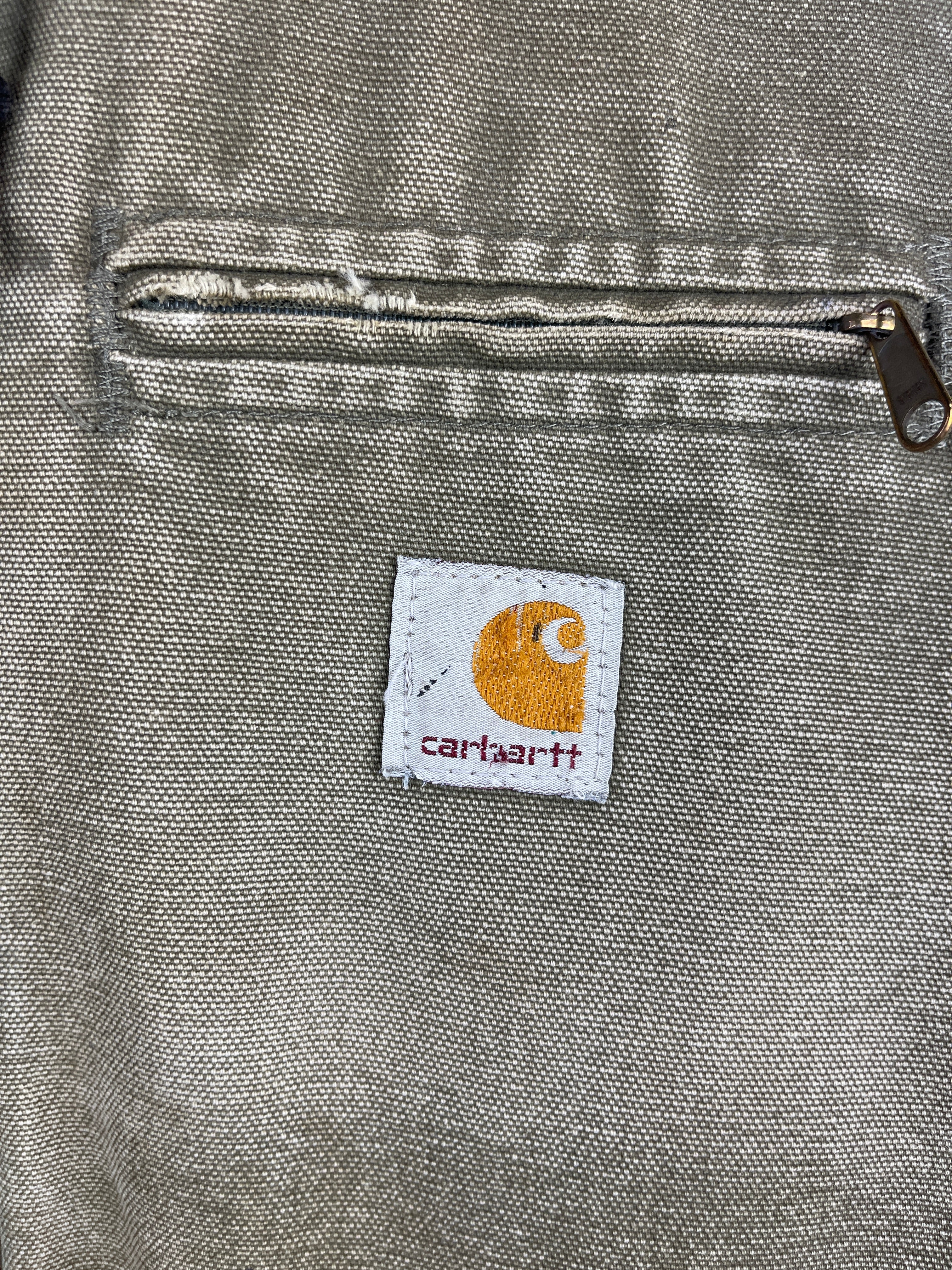 Vintage Carhartt Detroit Sherpa Lined Olive Green Hooded Work Jacket WJ141 LOV