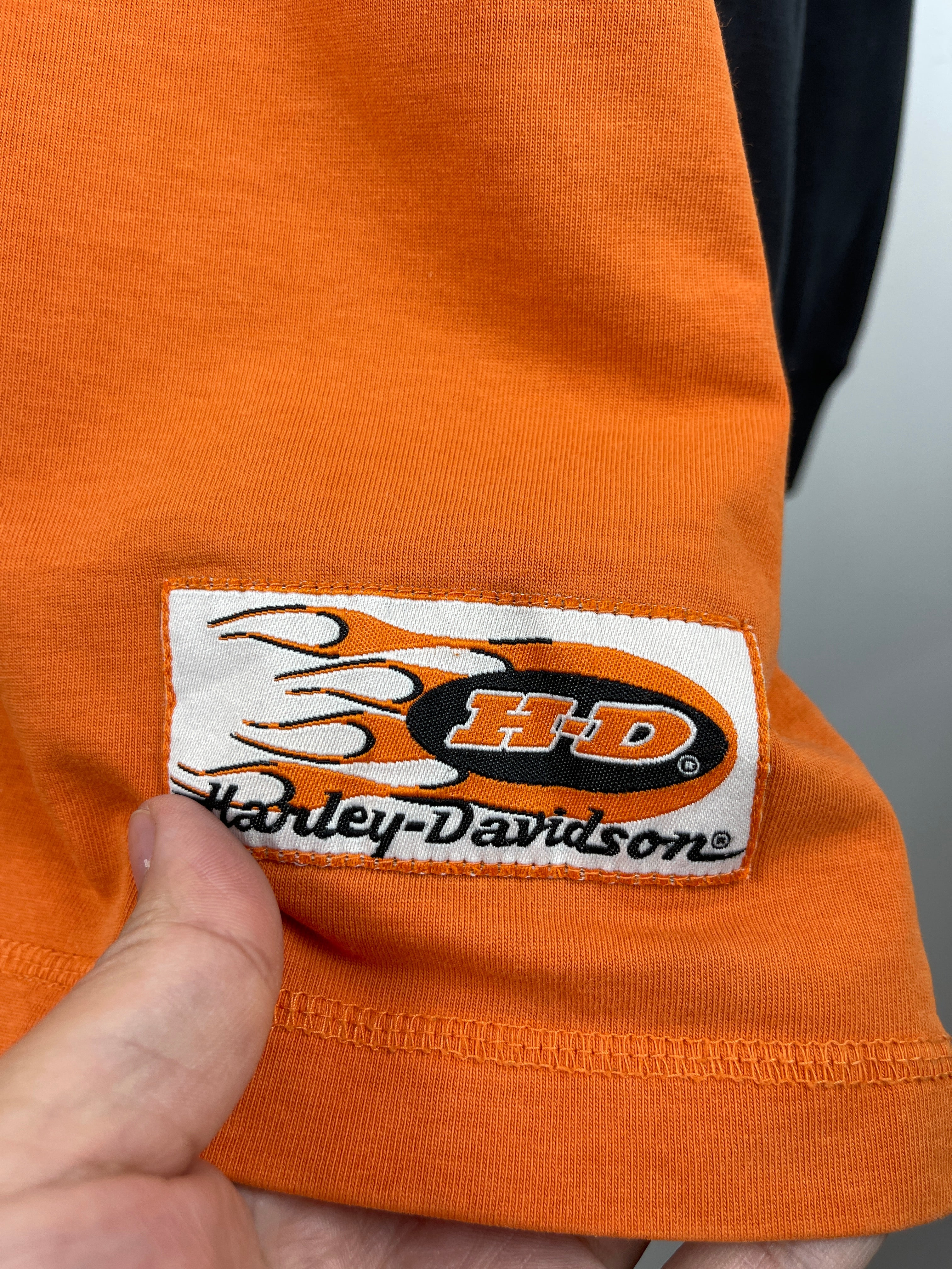 Vintage Harley Davidson Wisconsin Embroidered Black & Orange Long Sleeve
