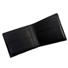 Gucci Monogram Emblem Embossed Black Leather Bi Fold Wallet