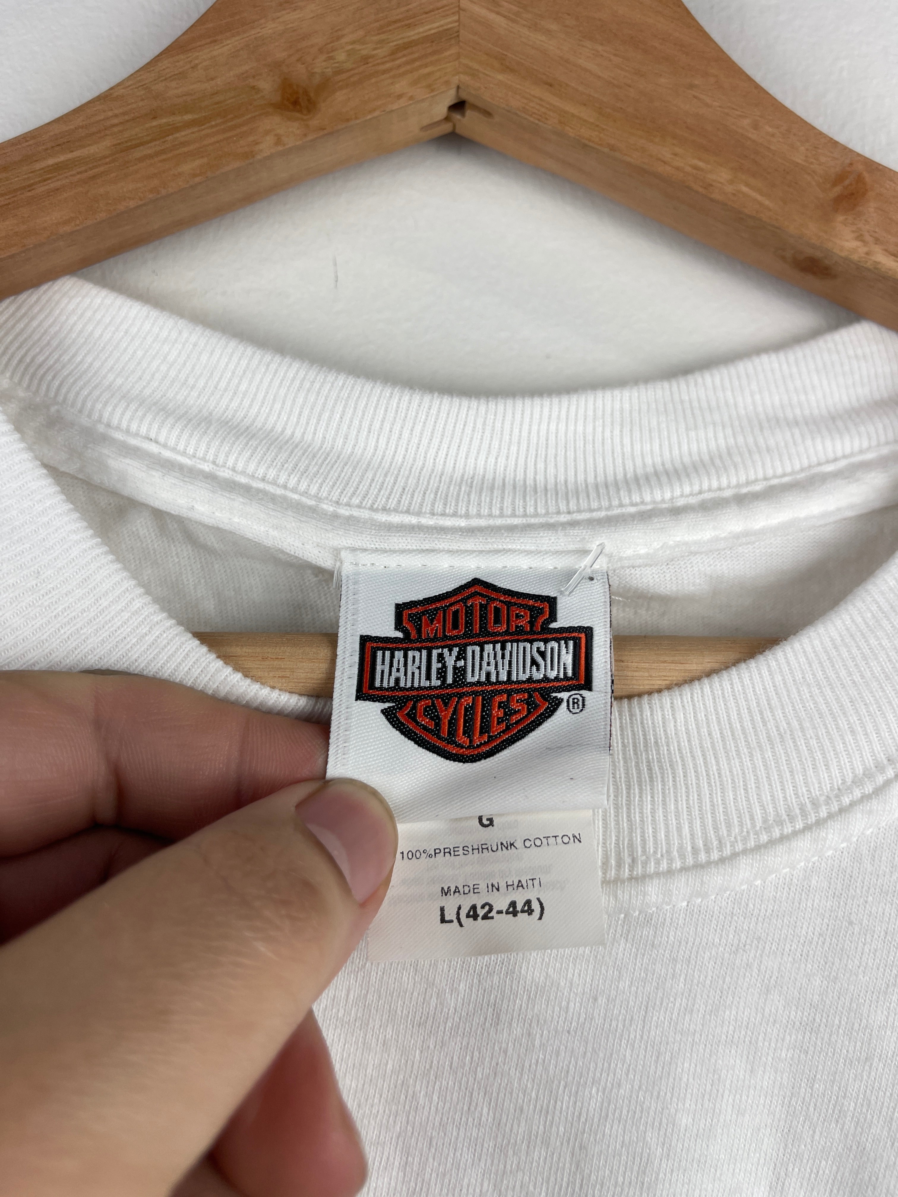 Vintage Harley Davidson Gothic Spellout White Tee