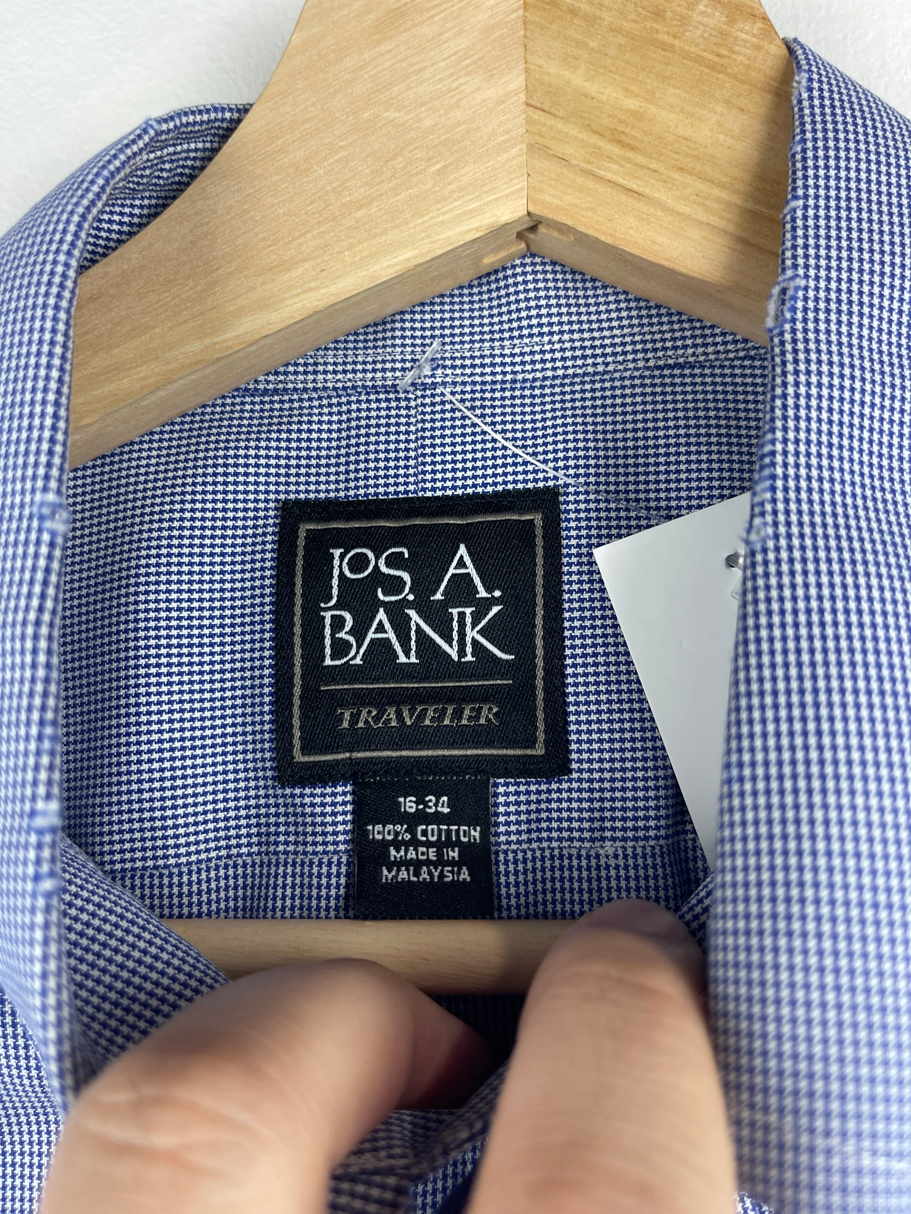 Vintage Jos. A. Bank Plaid Blue Long Sleeve Button Up Shirt