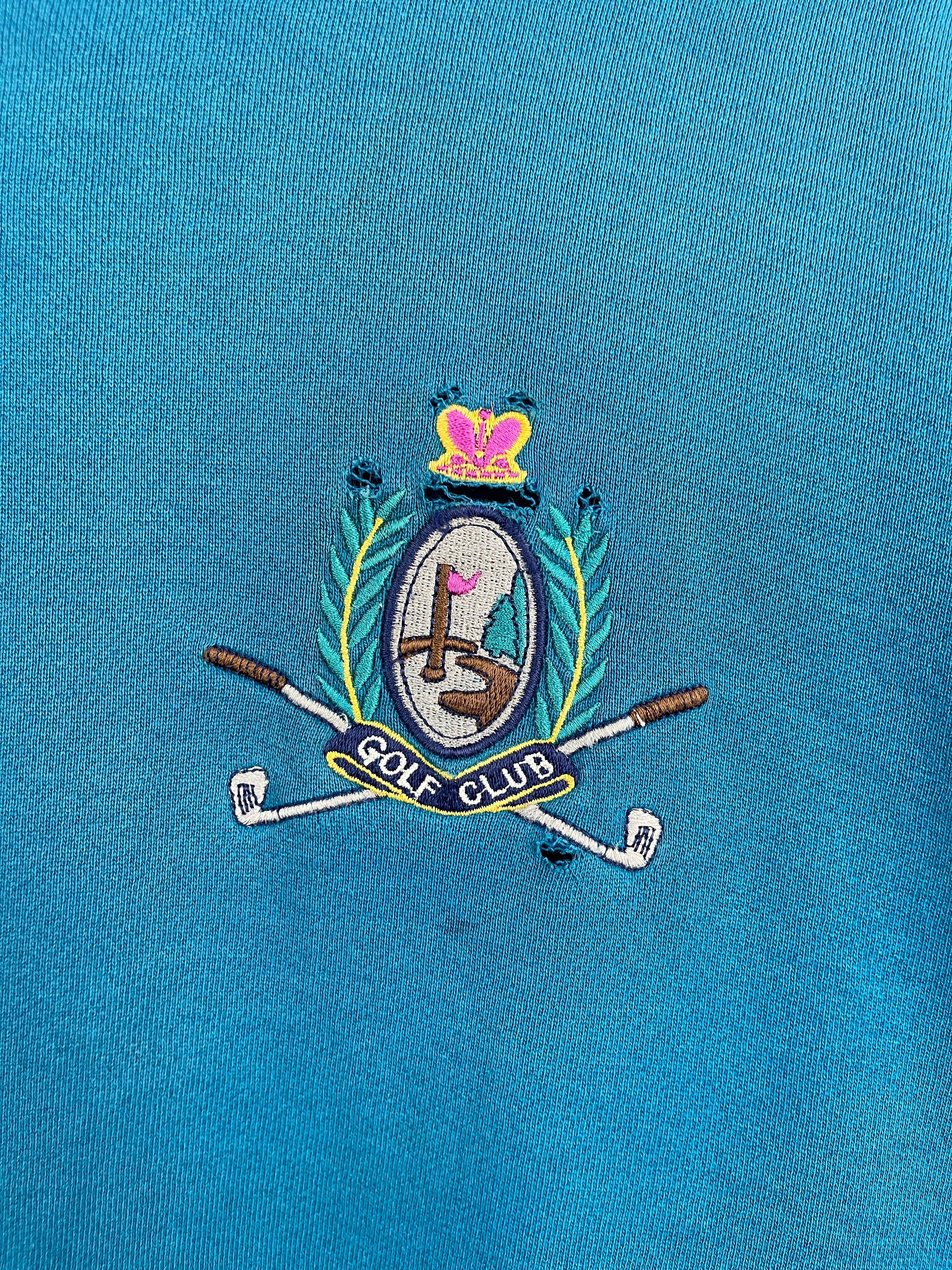 Vintage 90s Wilson Golf Club Embroidered Teal Crewneck