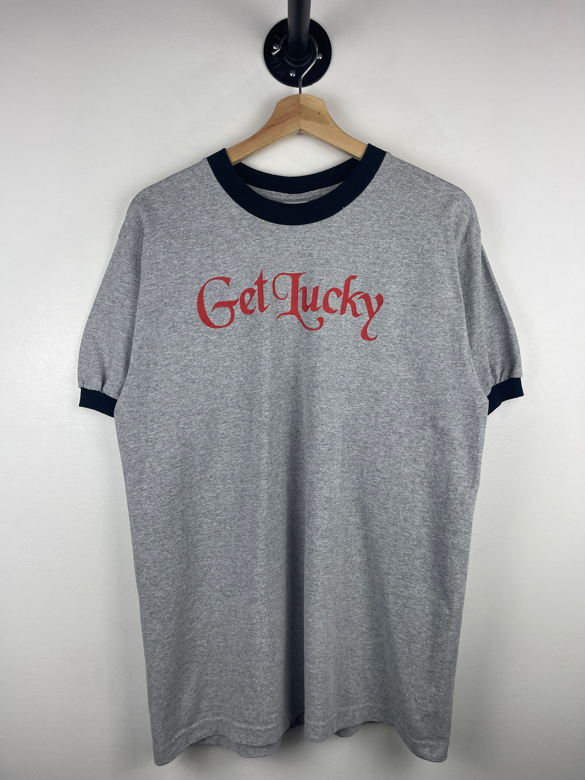 Vintage Get Lucky Cycle Sports Grey Ringer Tee