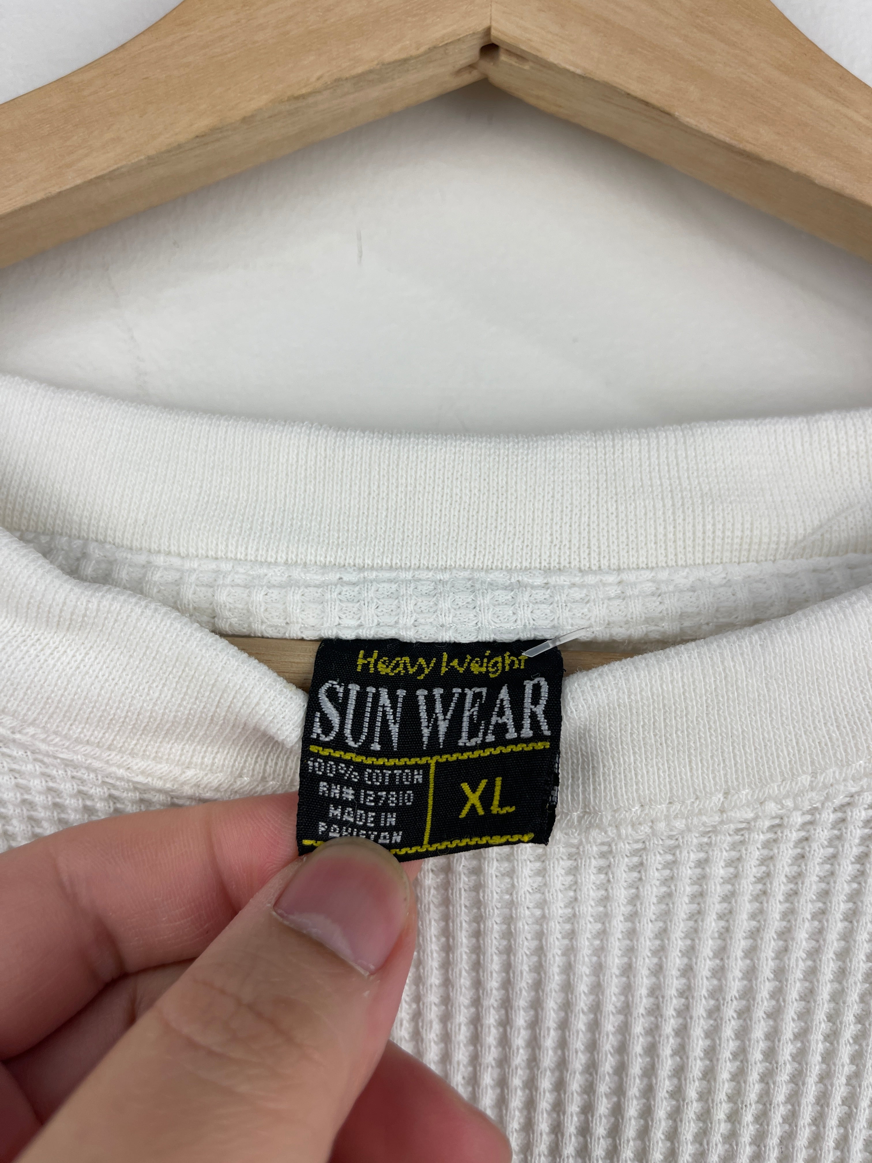 Vintage 90s Sun Wear White Thermal Long Sleeve