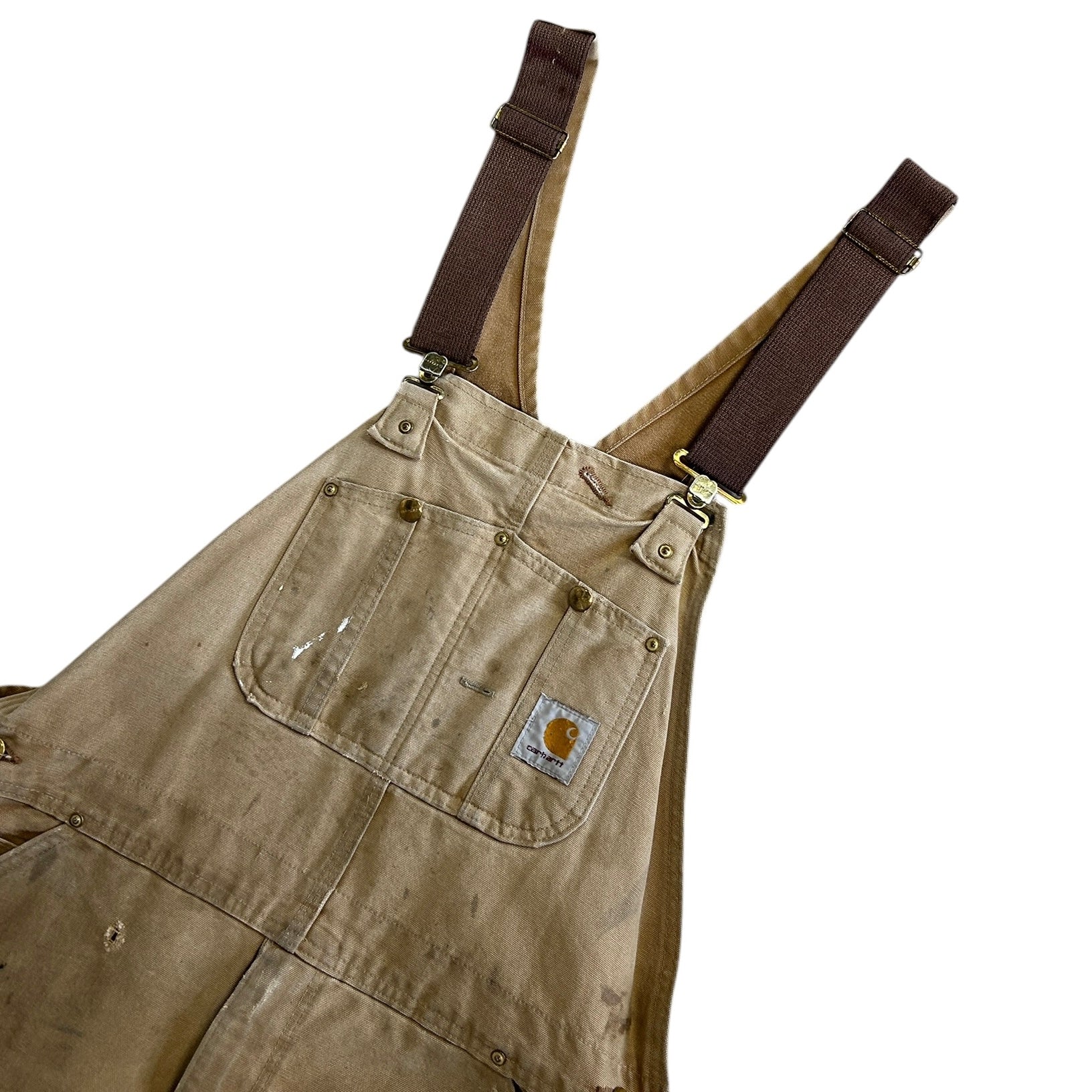 Vintage Carhartt Double Knee Light Brown Overalls R01 BRN
