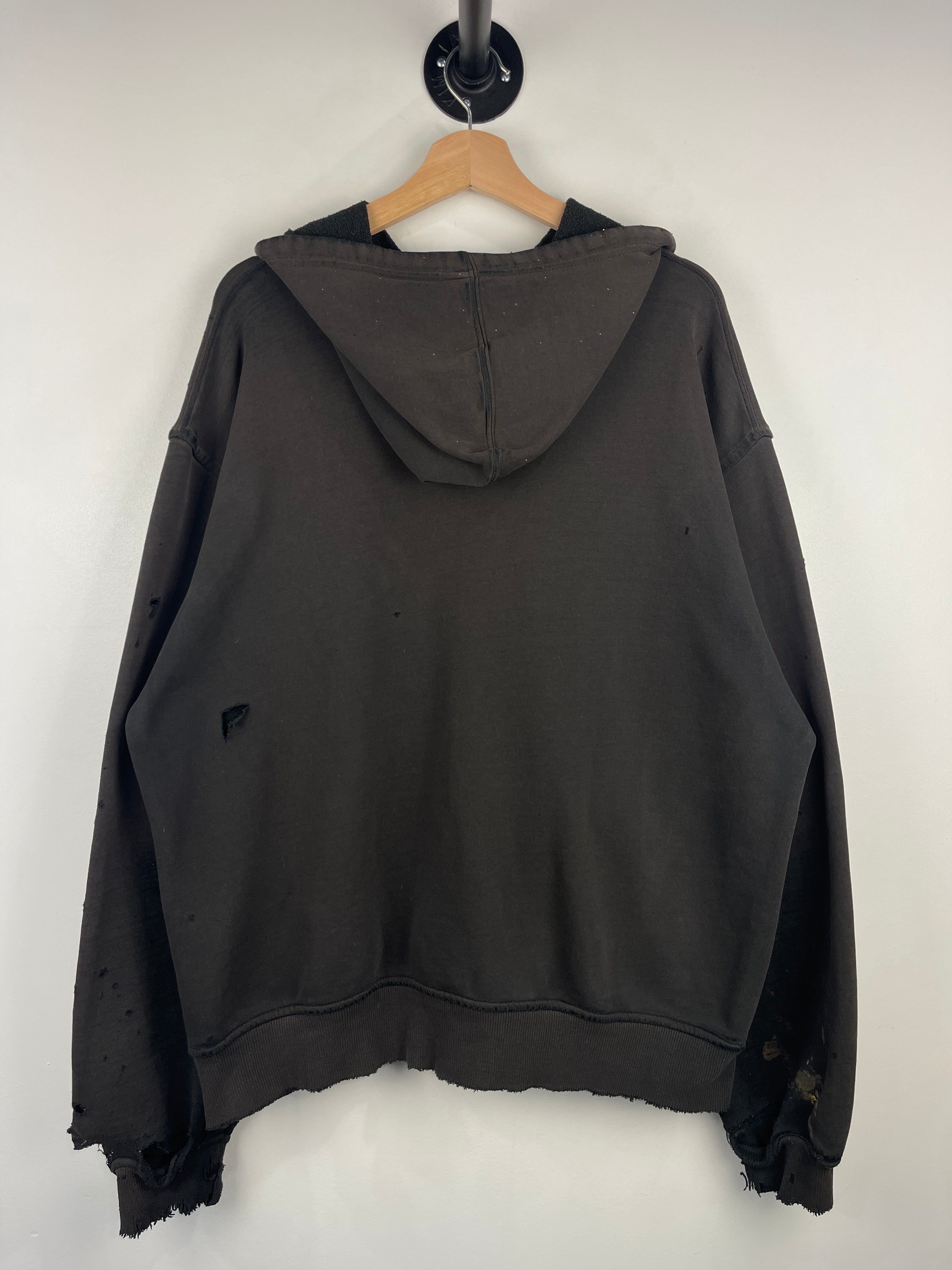 Vintage Champion Thrashed Faded Blank Black Hoodie