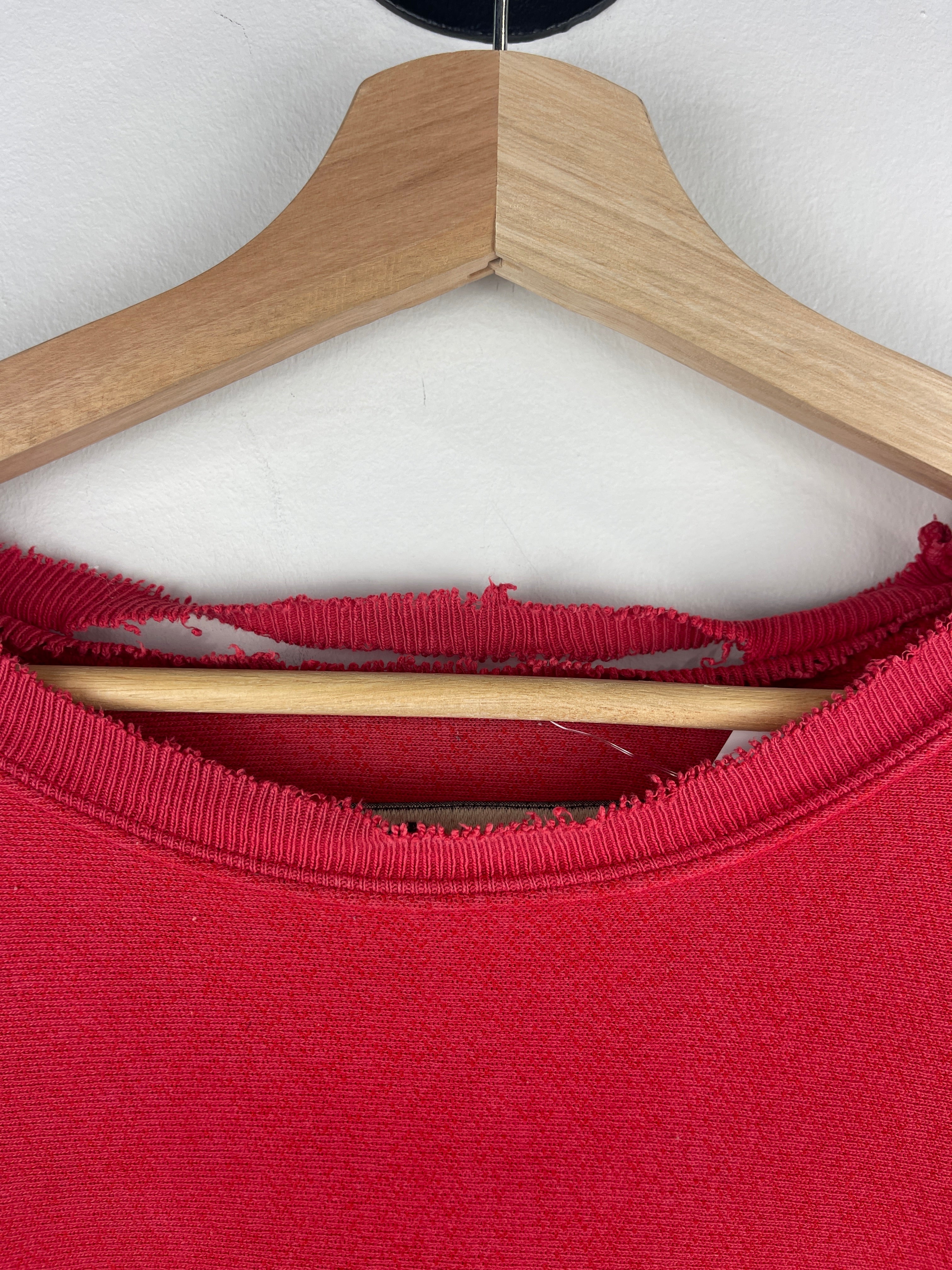 Vintage Champion Reverse Weave Thrashed Red Crewneck