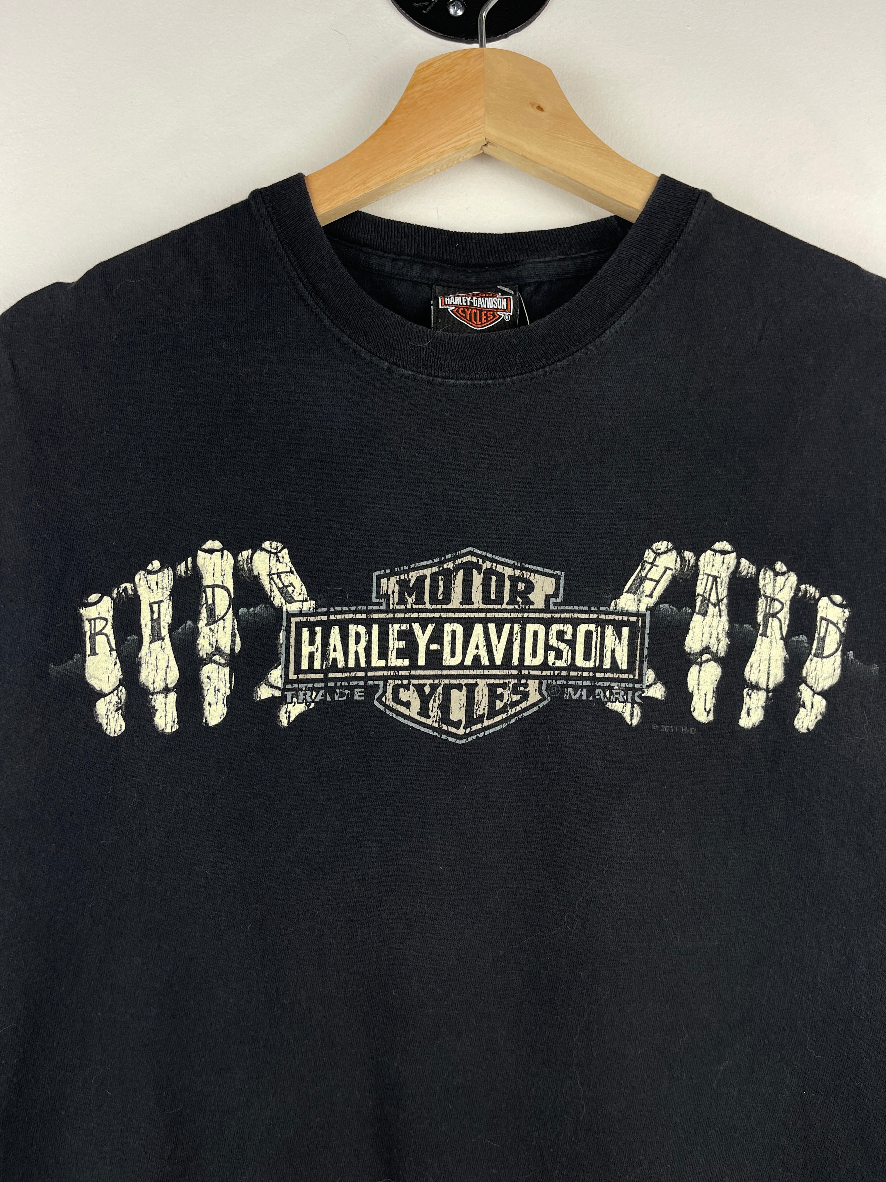Vintage Harley Davidson Skeleton Ride Hard Pennsylvania Black Cut Off Tank Top