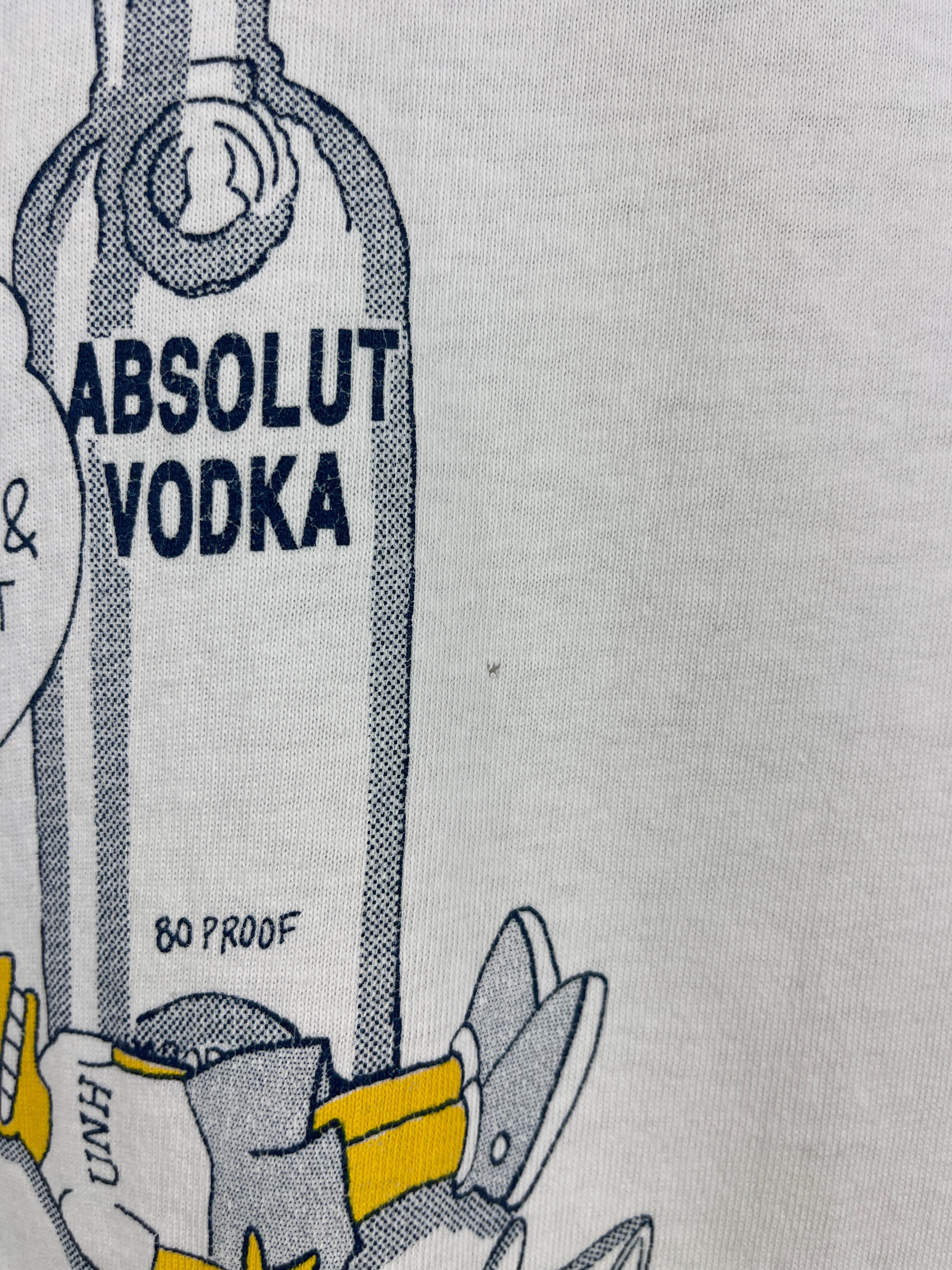Vintage 90s The Simpsons Bart Absolut Vodka University Of New Hampshire White Tee