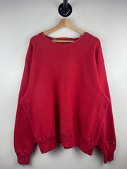 Vintage Champion Reverse Weave Thrashed Red Crewneck