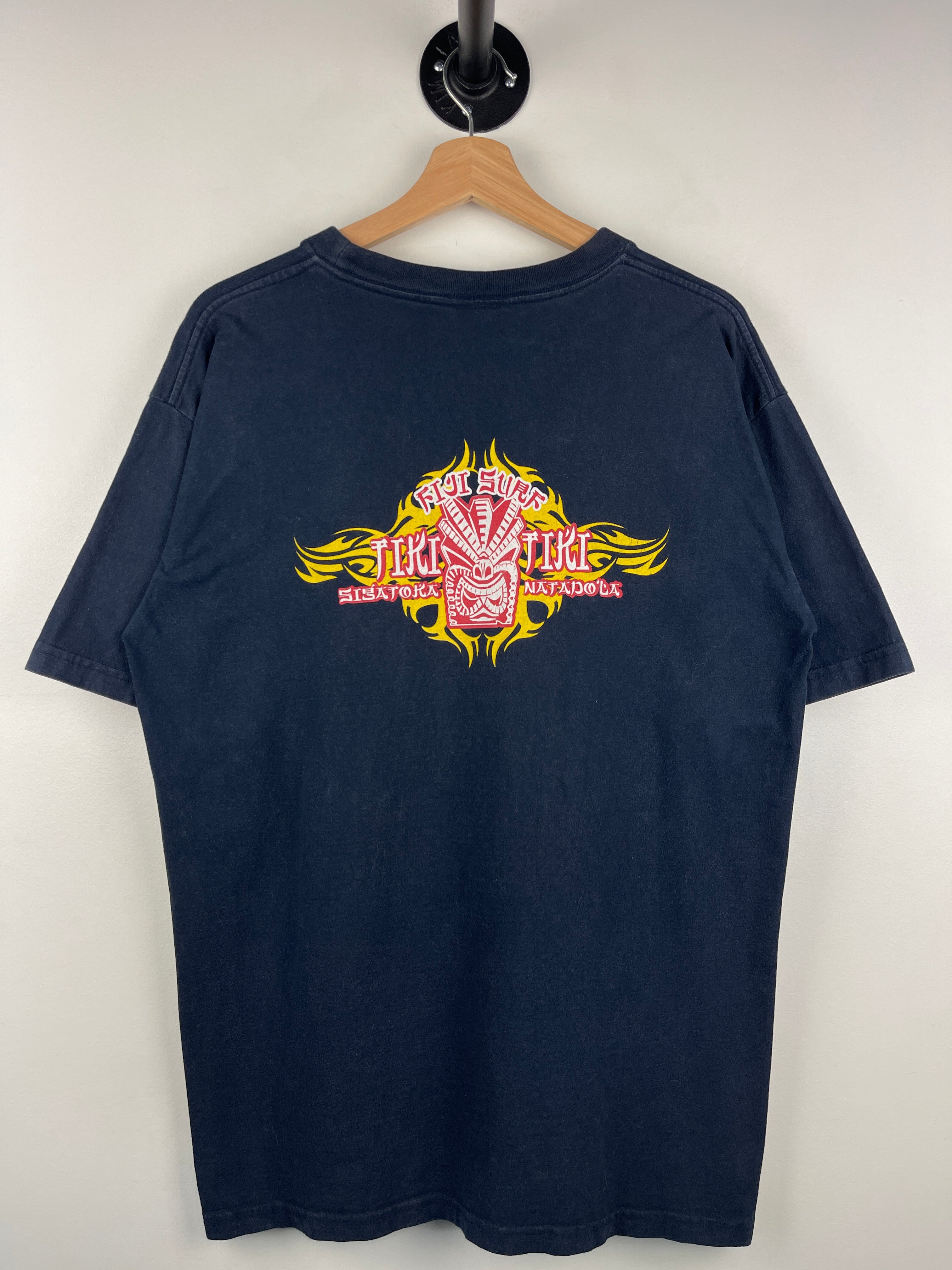 Vintage Aeropostale Tiki Fiji Surf Tribal Logo Navy Tee