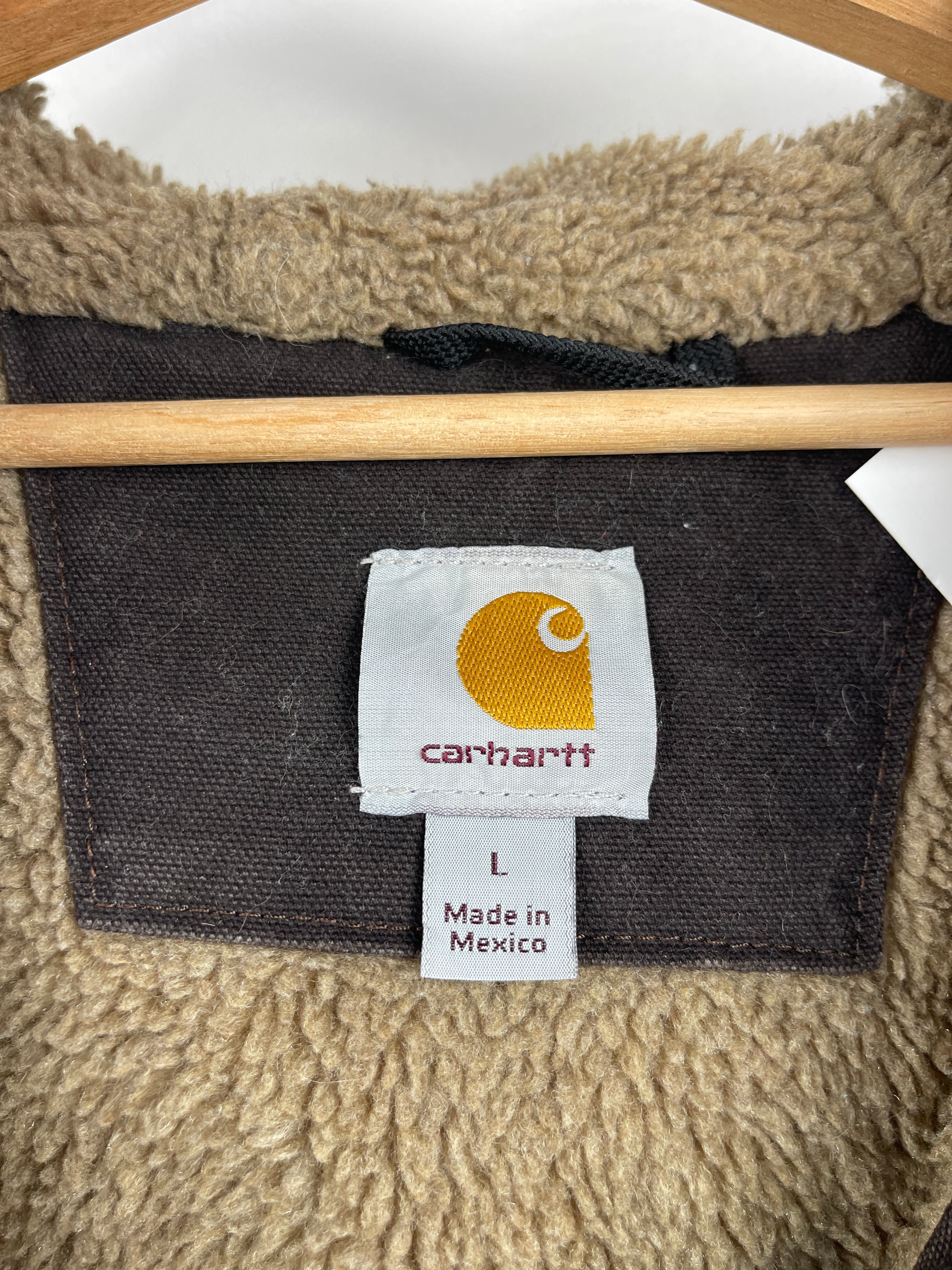 Vintage Carhartt Detroit Sherpa Lined Dark Brown Hooded Work Jacket J141 DKB