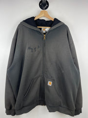 Vintage Carhartt Patch Thermal Lined Faded Thrashed Dark Grey Hoodie