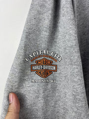 Vintage Harley Davidson Wisconsin Henley Grey Tee