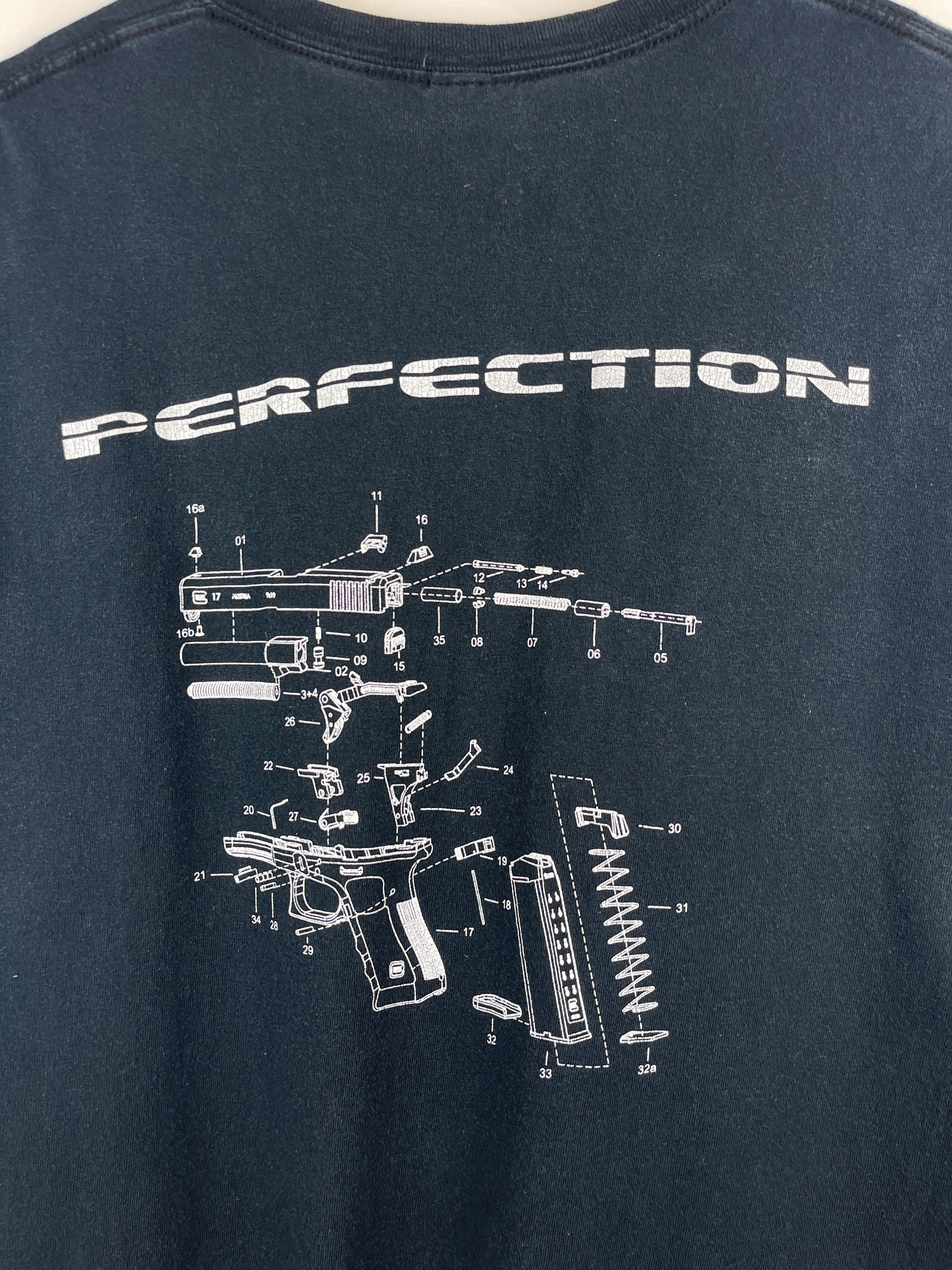 Vintage Glock Perfection Gun Blueprint Black Tee
