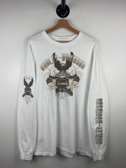 Vintage Harley Davidson Eagle New York White Long Sleeve