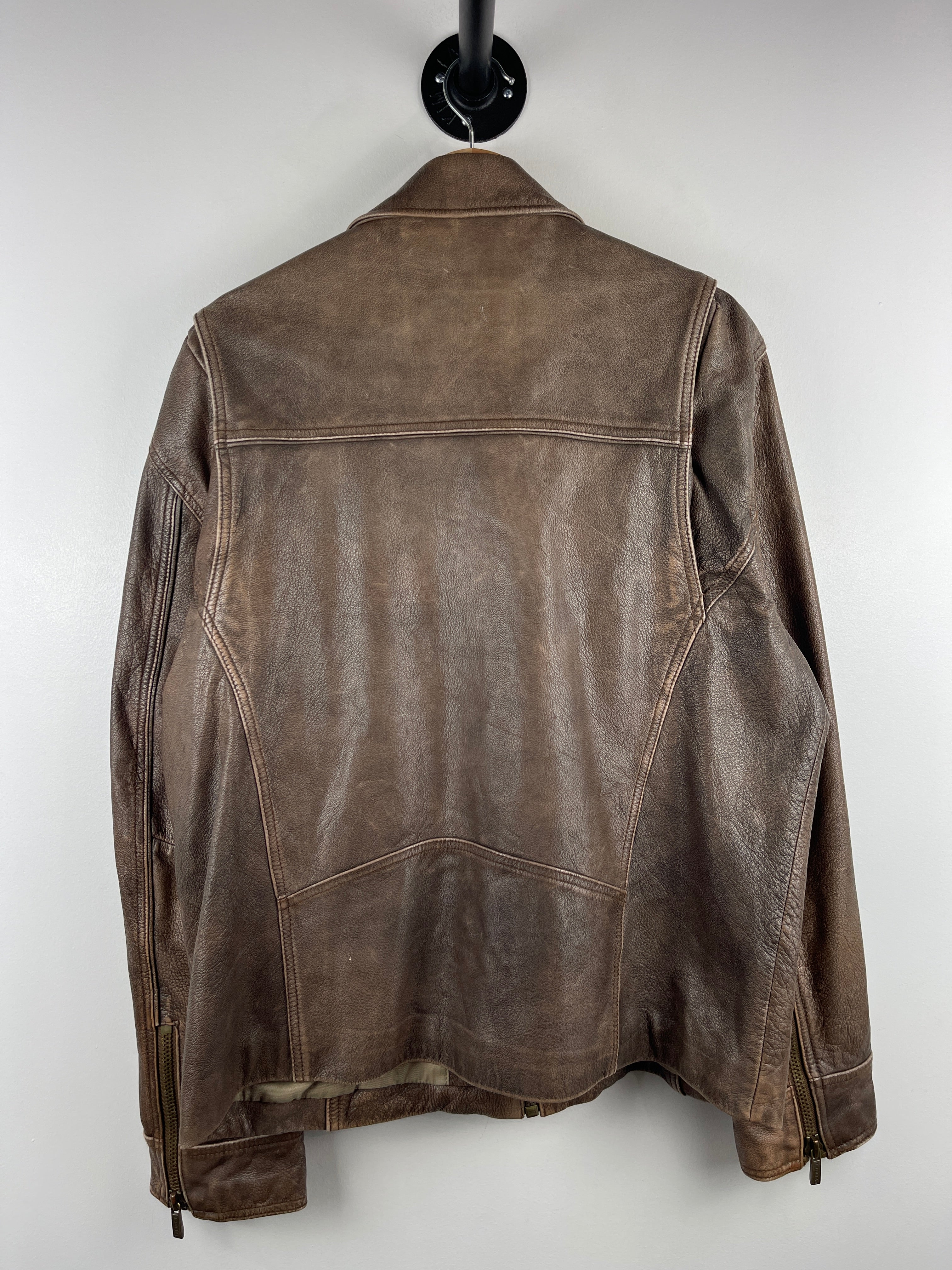 Vintage 90s Wilsons Brown Leather Bomber Jacket