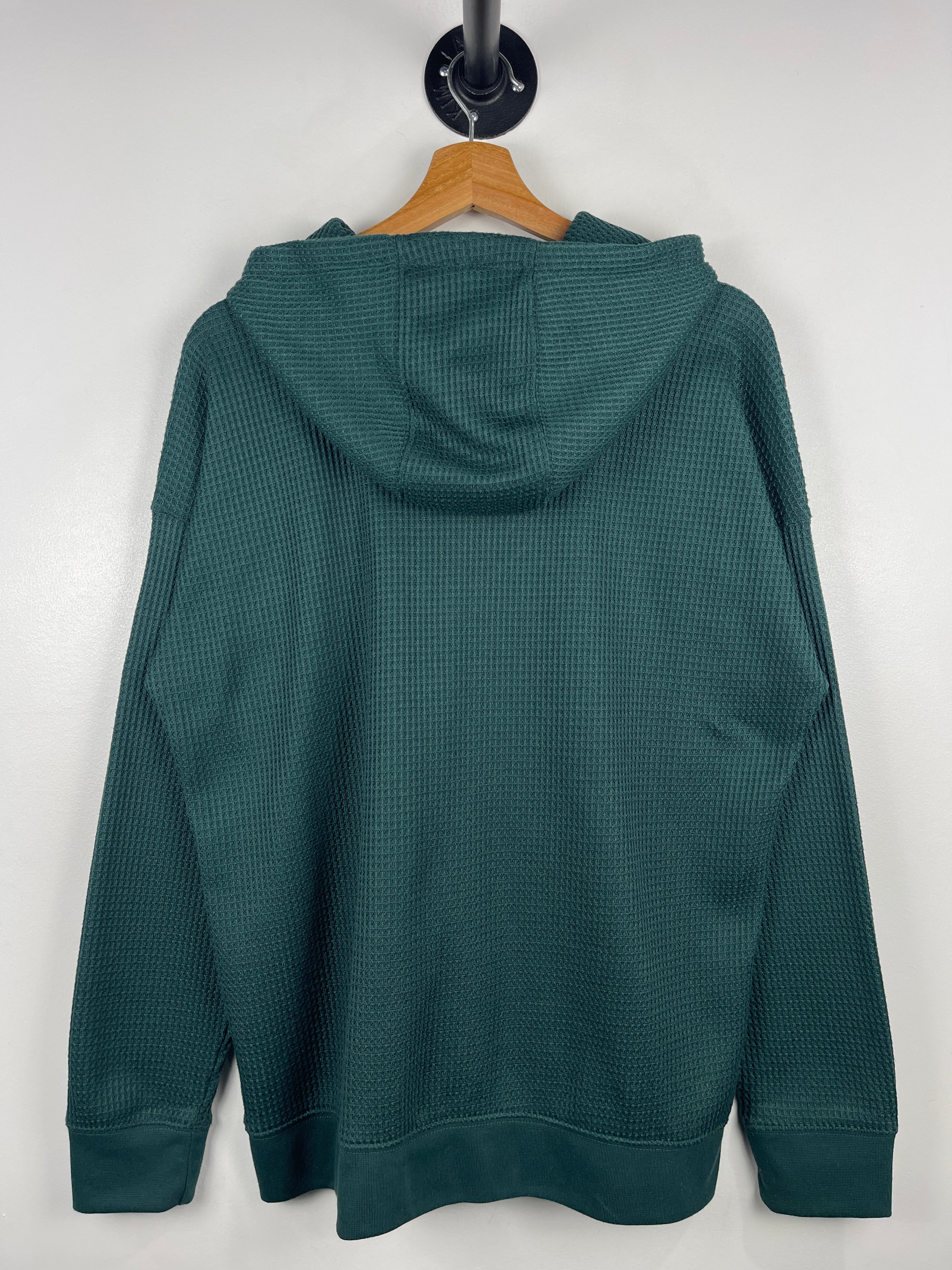 Vintage LL Bean Waffle Thermal Green Zip Up Hoodie