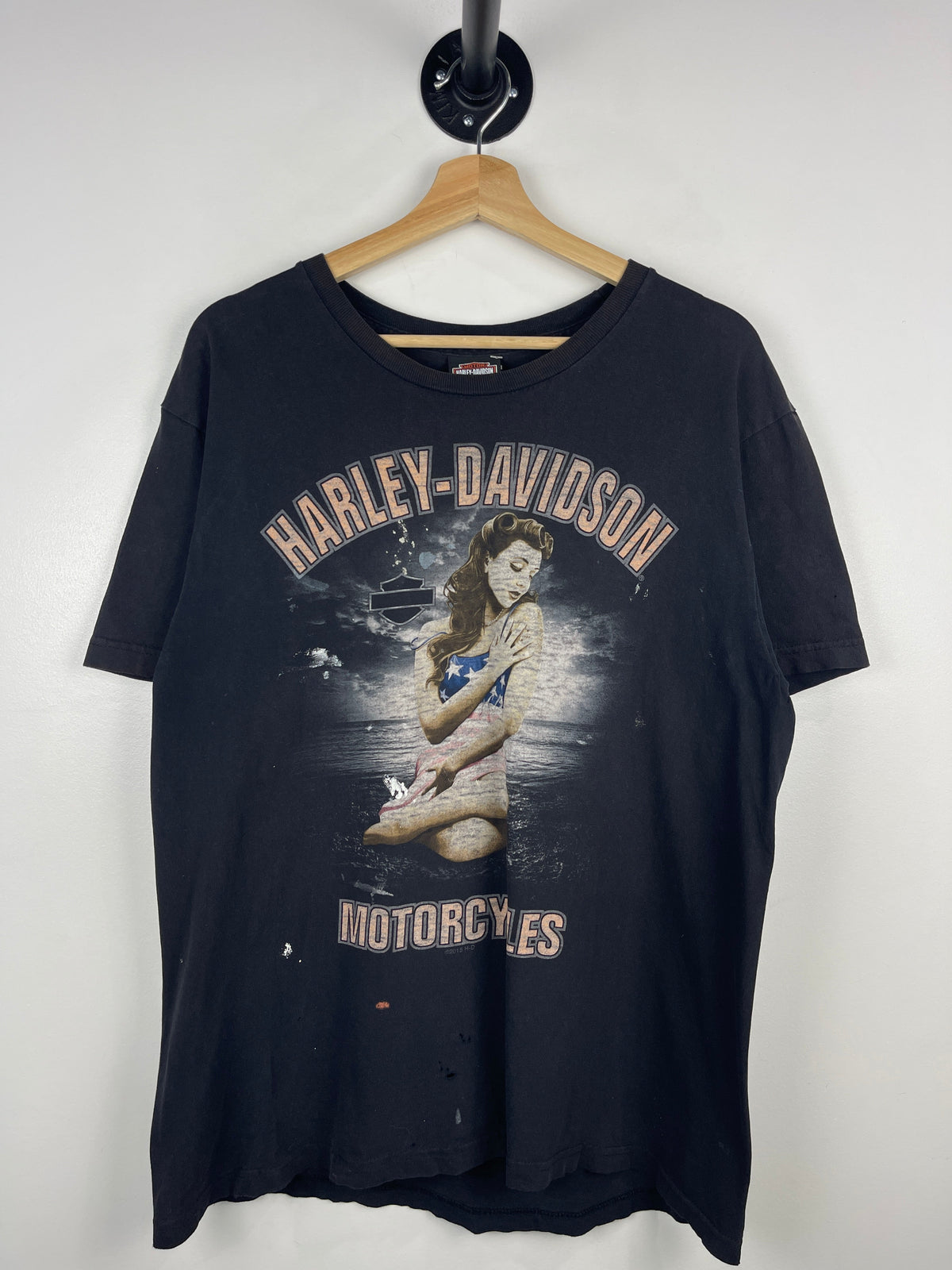 Vintage Harley Davidson Pin Up Girl Las Vegas Black Tee