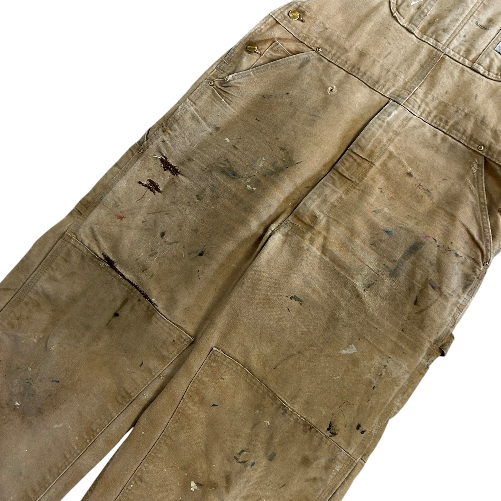 Vintage Carhartt Double Knee Light Brown Overalls R01 BRN
