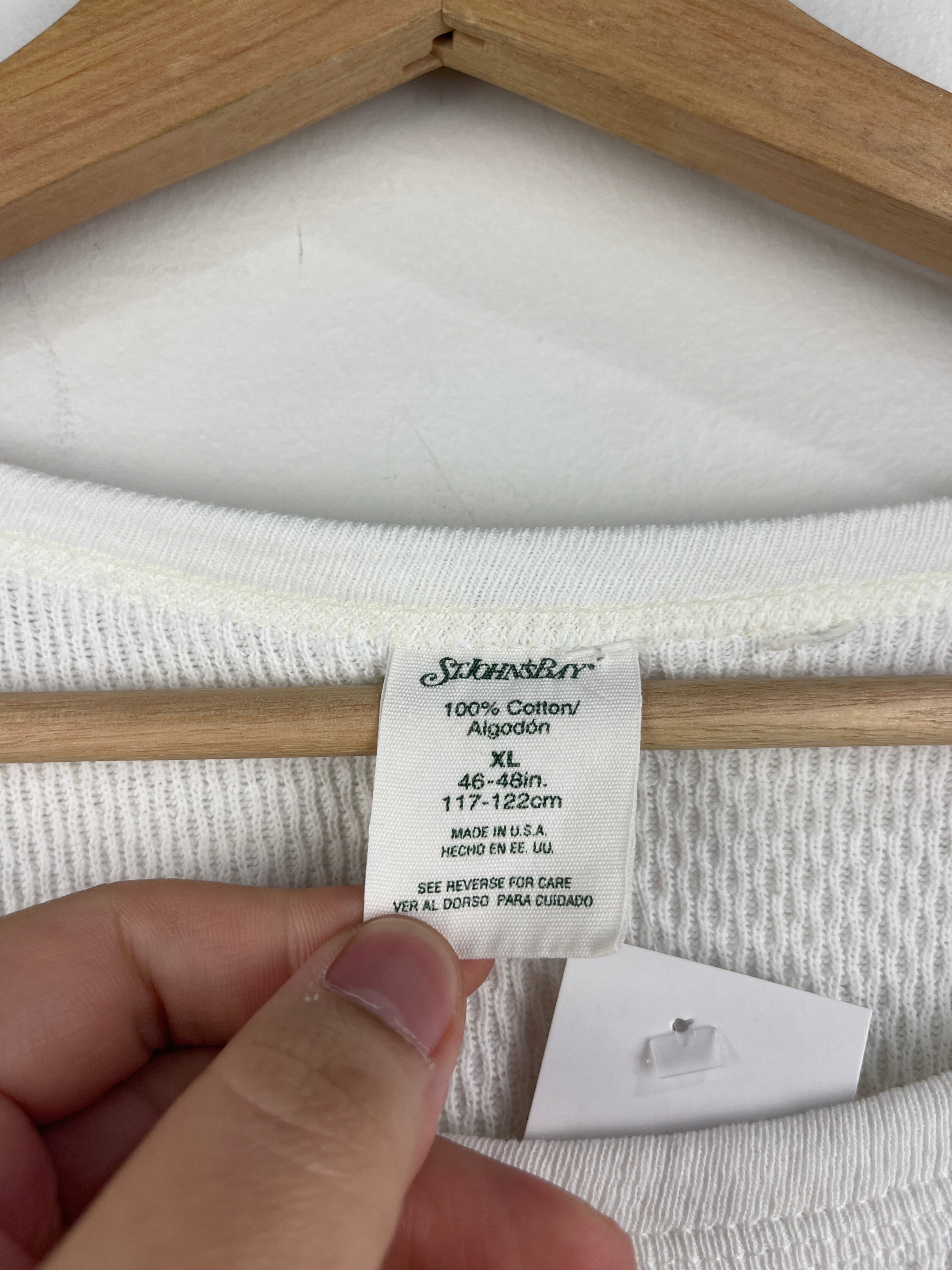 Vintage 90s St Johns Bay White Thermal Long Sleeve