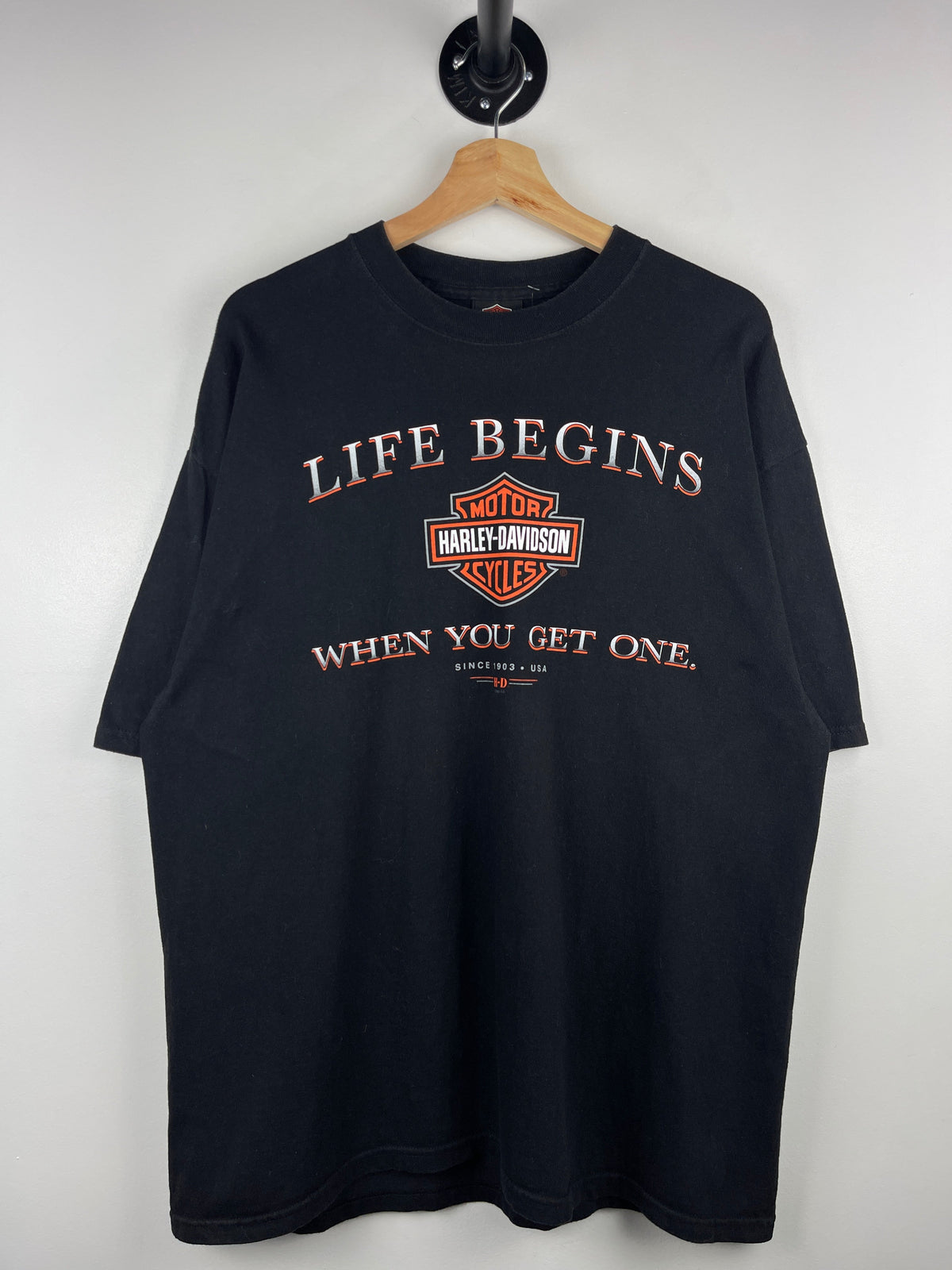 Vintage Harley Davidson Life Begins New York Black Tee