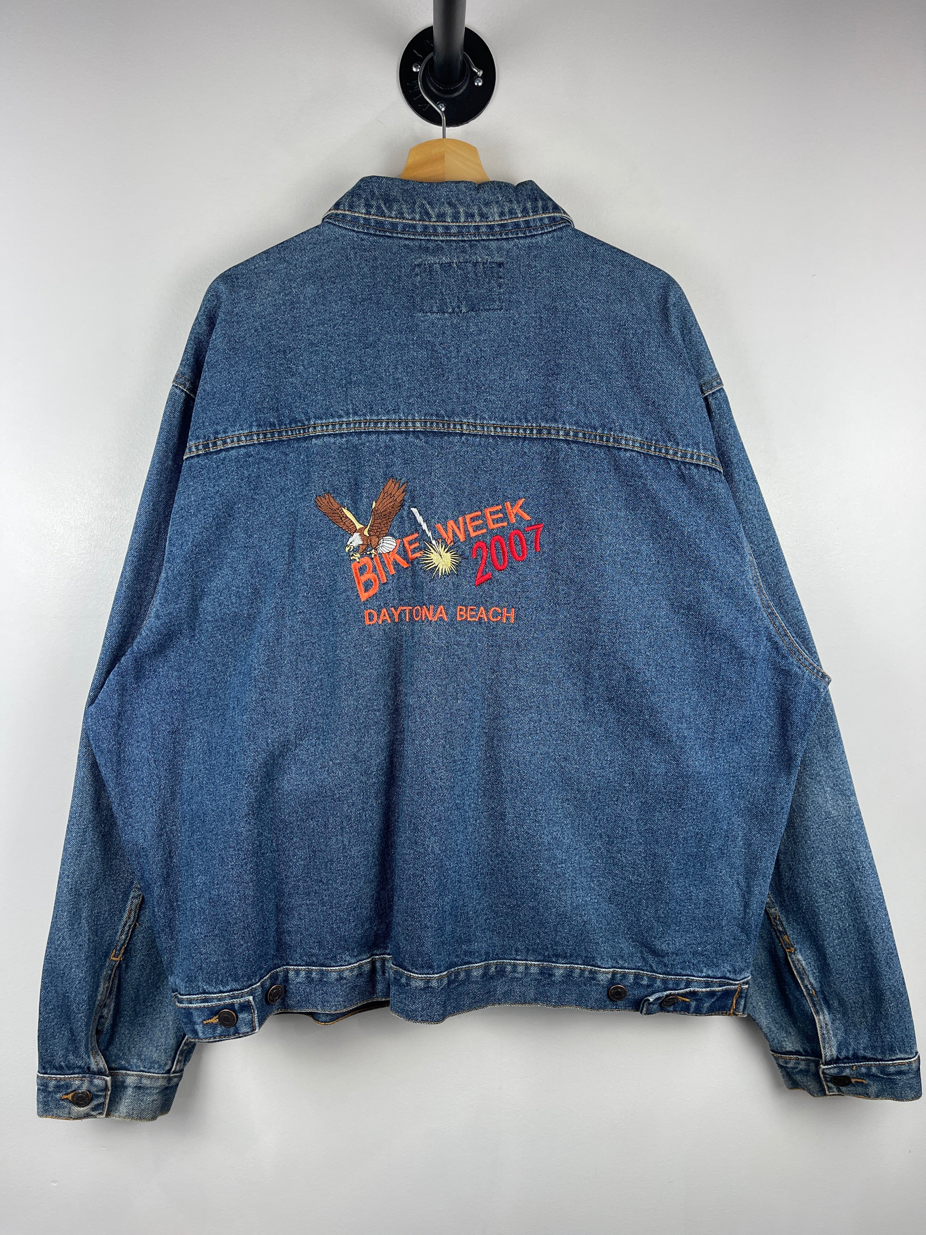 Vintage Bike Week Daytona Beach Embroidered Blue Denim Jacket