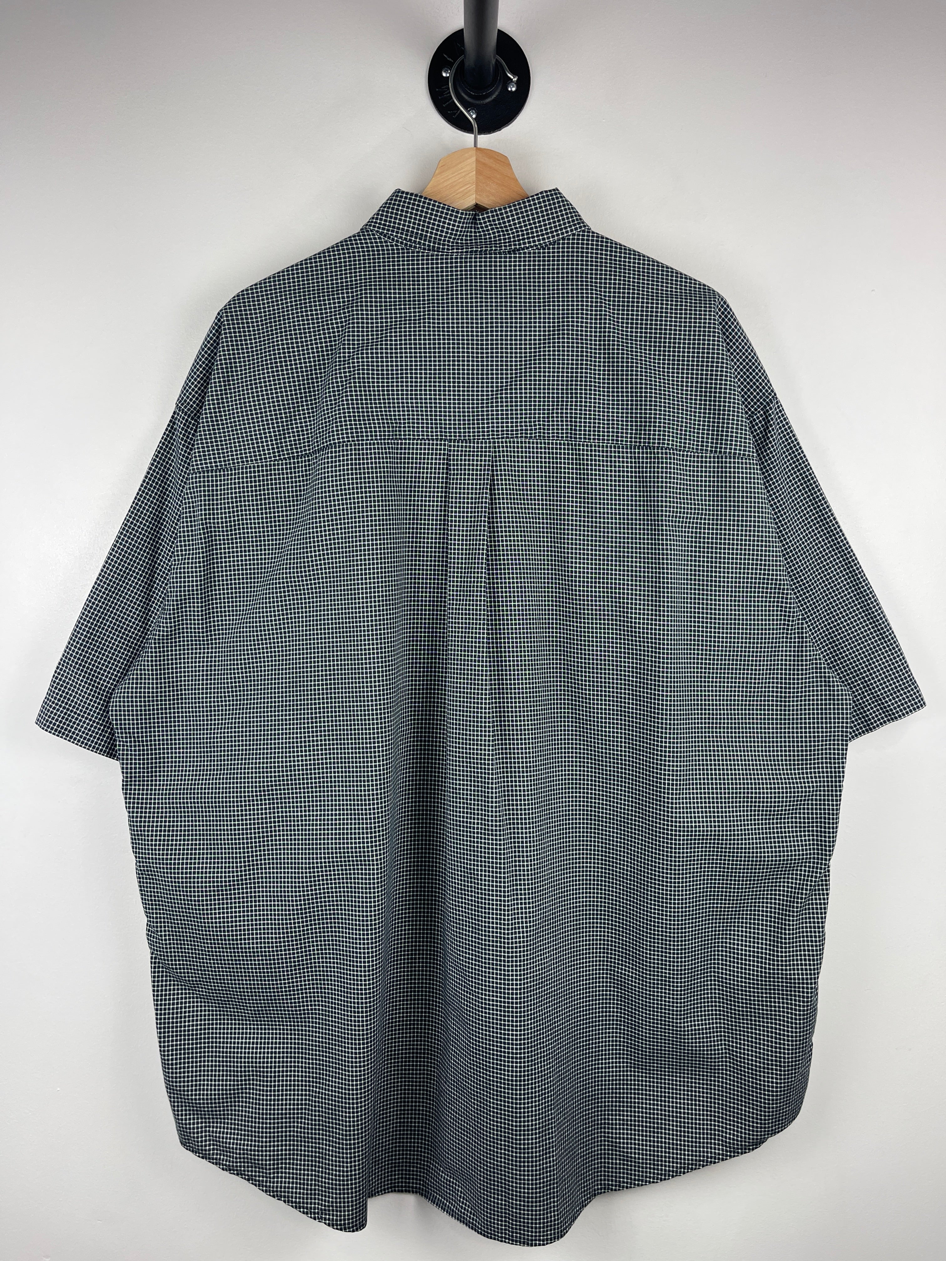 Vintage Haggar Plaid Black & White Short Sleeve Button Up Shirt