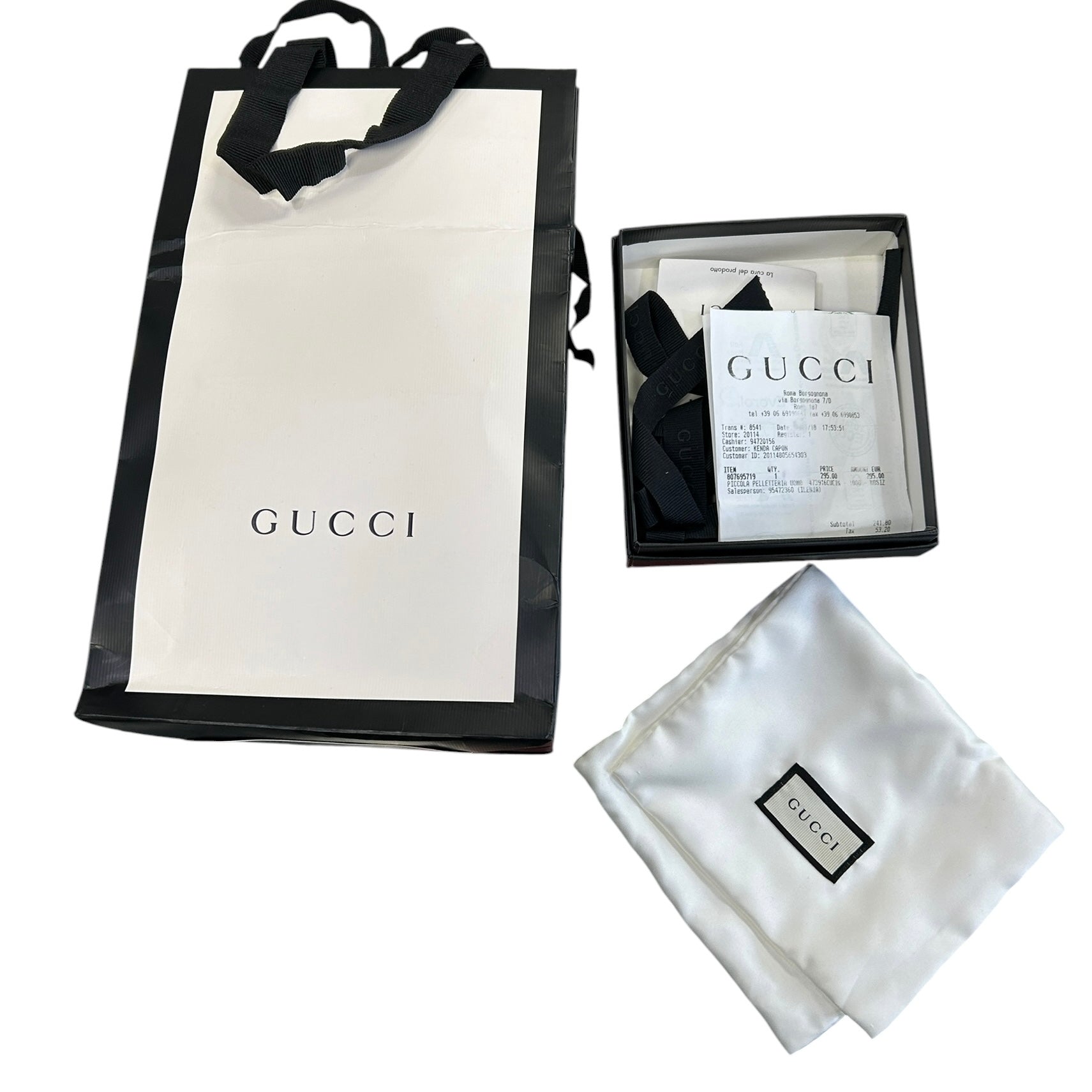 Gucci Monogram Emblem Embossed Black Leather Bi Fold Wallet