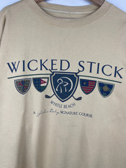 Vintage 90s Wicked Stick Myrtle Beach John Daley Golf Course Yellow Crewneck