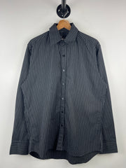 Vintage Level Ten Striped Black & Grey Long Sleeve Button Up Shirt