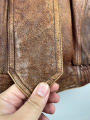 Vintage 90s Wilsons Adventure Bound Brown Leather Bomber Jacket