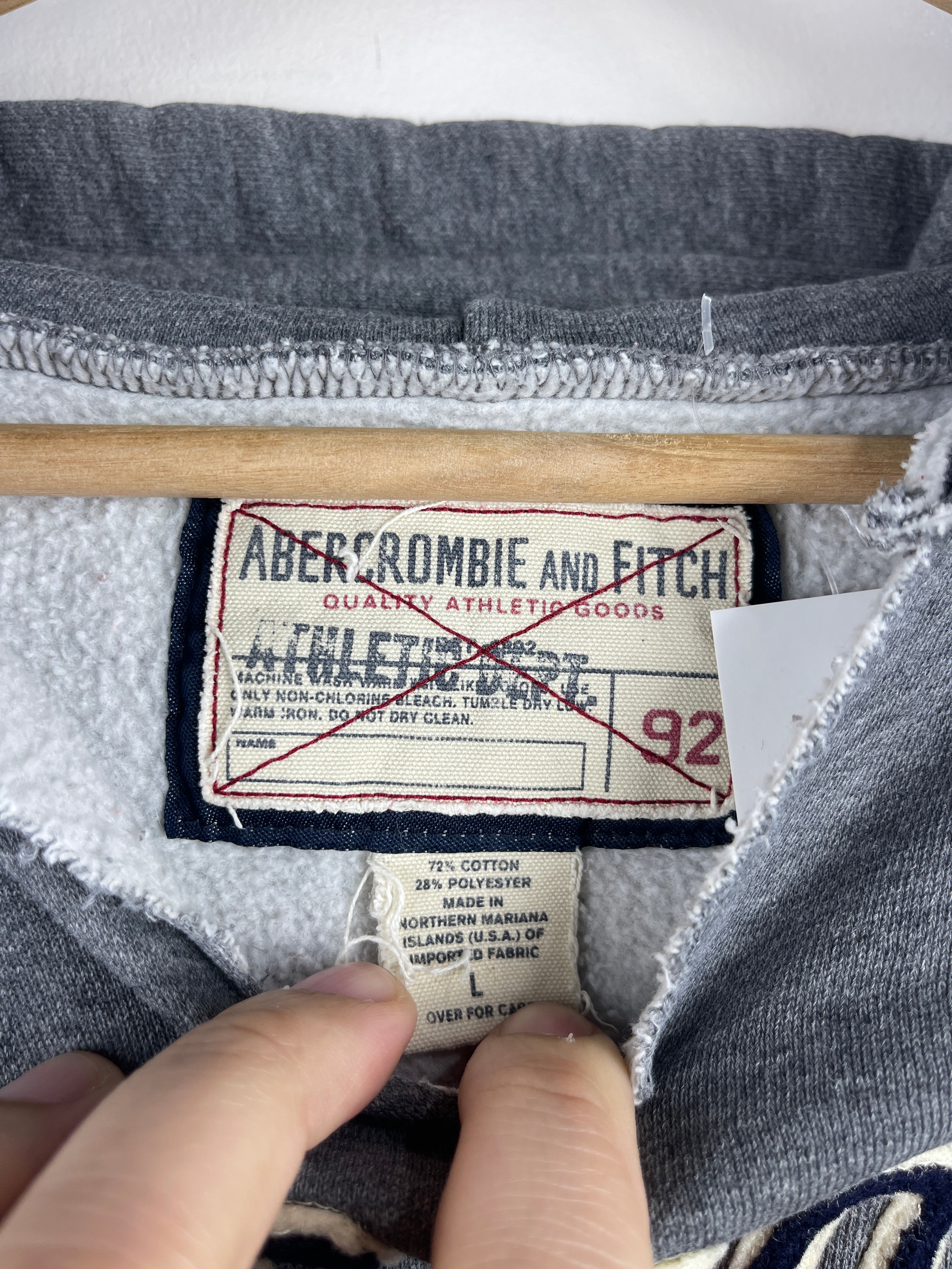Vintage Abercrombie And Fitch Spellout Embroidered Grey Hoodie