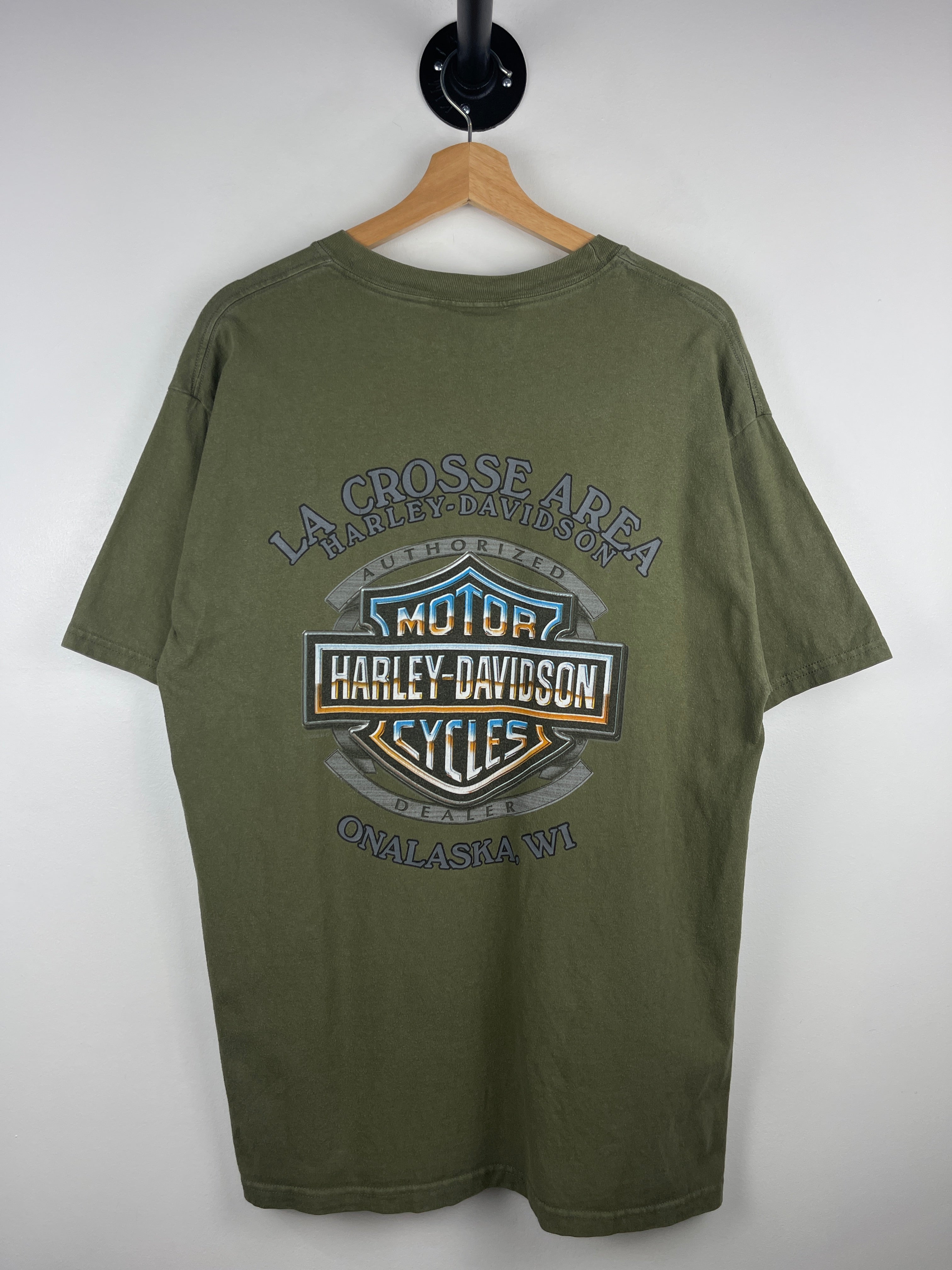 Vintage Harley Davidson Bulldog Wisconsin Green Tee