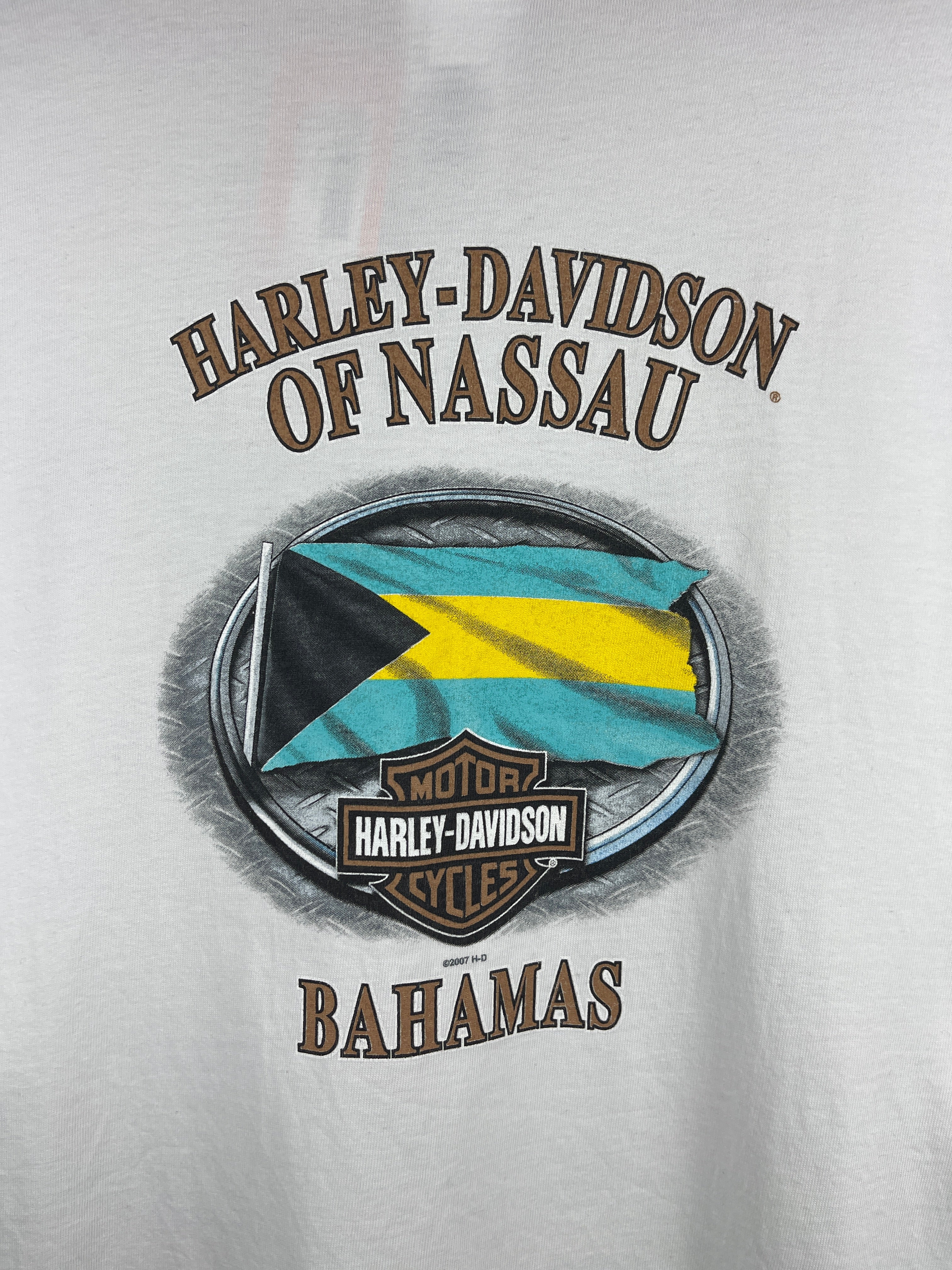 Vintage Harley Davidson Nassau Bahamas White Tee
