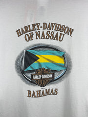 Vintage Harley Davidson Nassau Bahamas White Tee