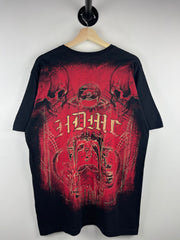Vintage Harley Davidson Skulls Tribal All Over Black & Red  Print Tee