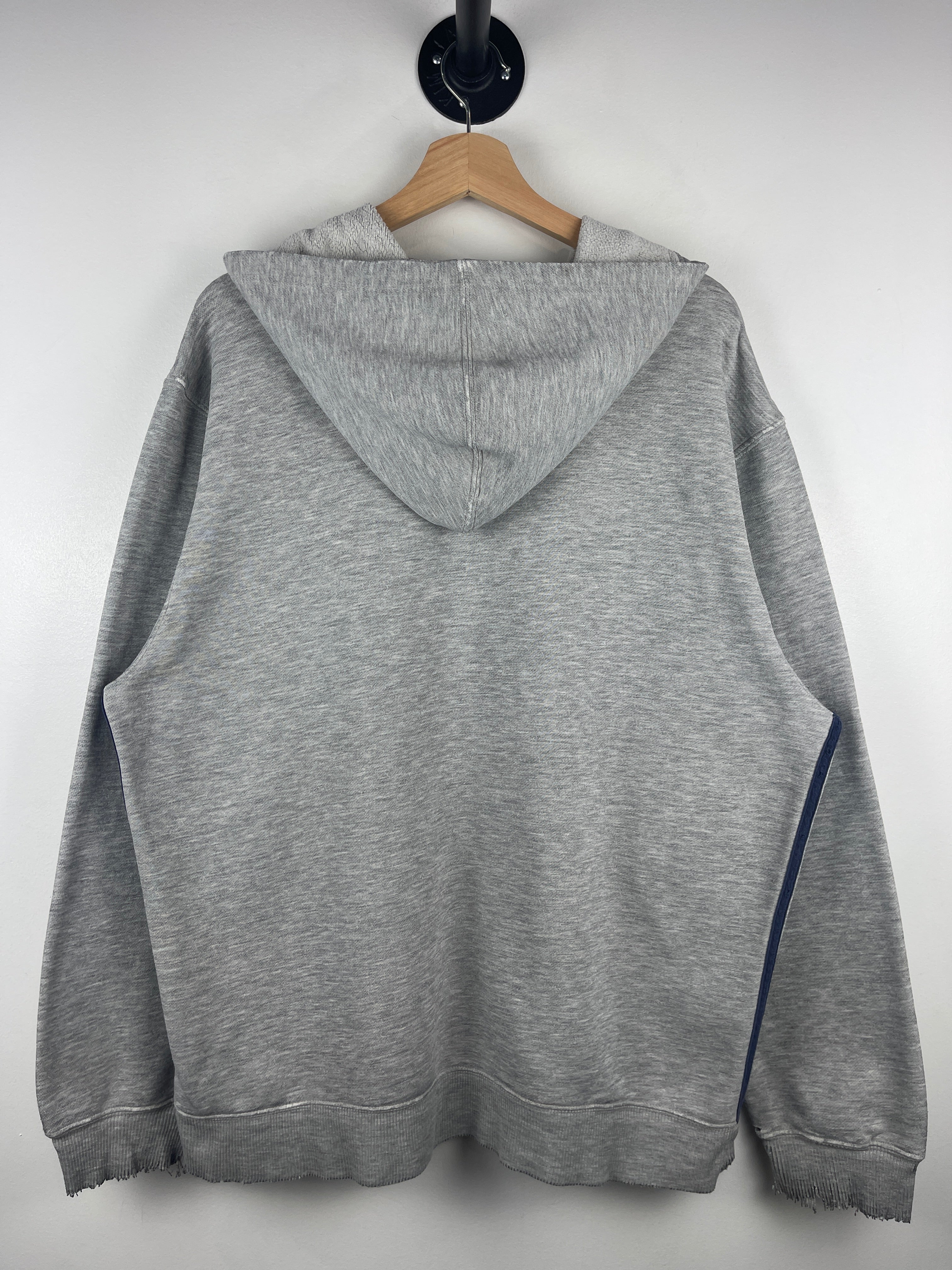 Vintage Adidas 3 Stripe Thrashed Grey Hoodie